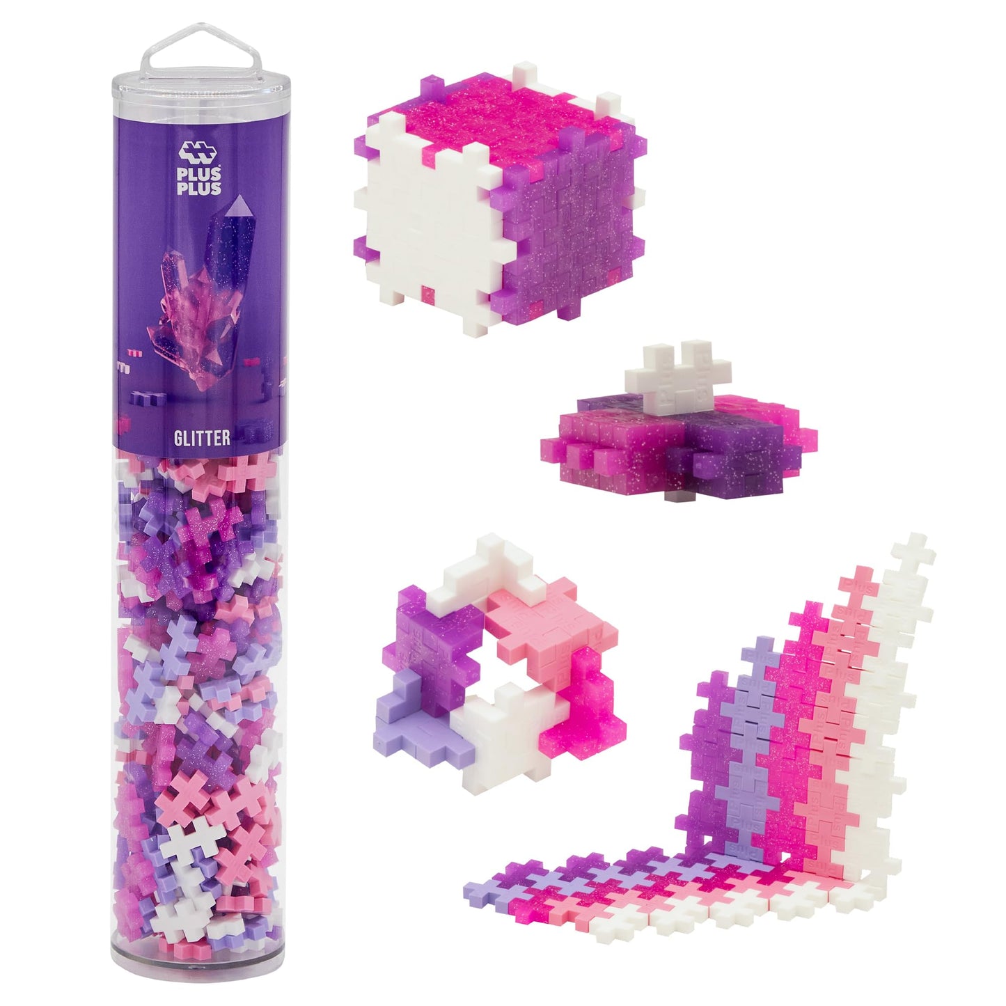 PLUS PLUS 240-Piece Glitter Mix Interlocking Building Blocks – STEM Toys for Kids
