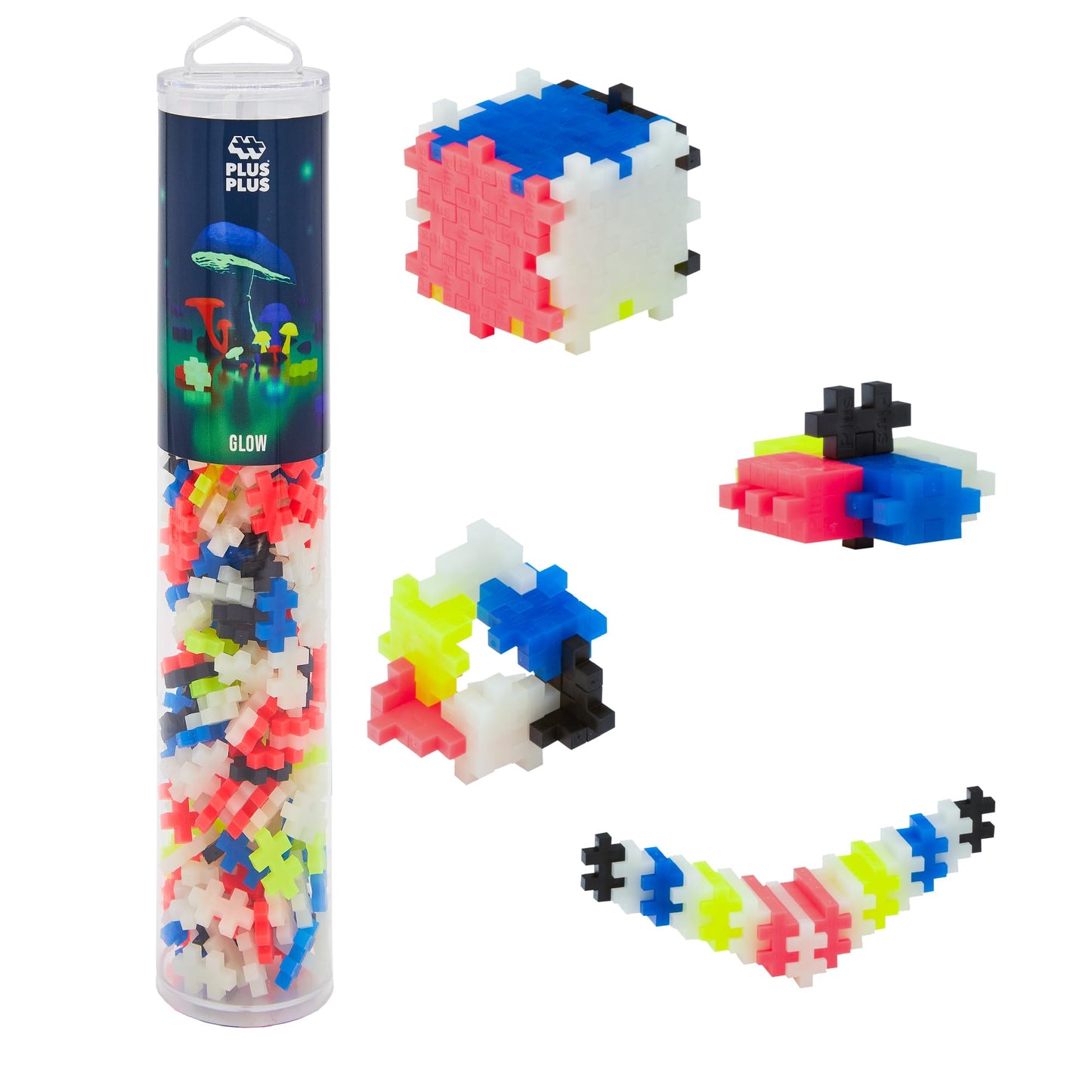 PLUS PLUS 240-Piece Glow-in-the-Dark Interlocking Blocks | Open-Ended STEM Tube