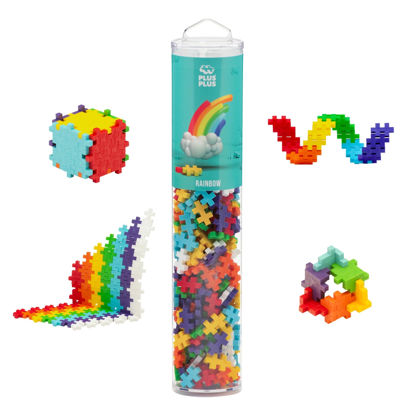PLUS PLUS 240-Piece Rainbow Blocks Tube – Open Ended STEM Toy