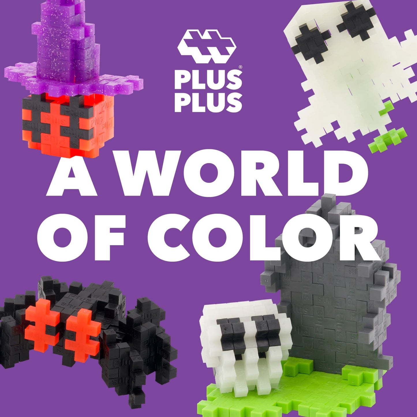 PLUS PLUS 240-Piece Spooky Mix Interlocking Building Blocks – Open-Ended STEM Toy for Kids