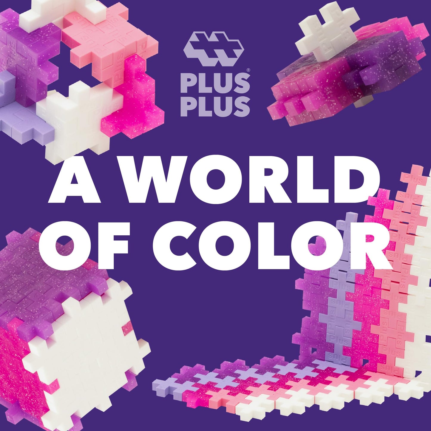 PLUS PLUS 240-Piece Glitter Mix Interlocking Building Blocks – STEM Toys for Kids