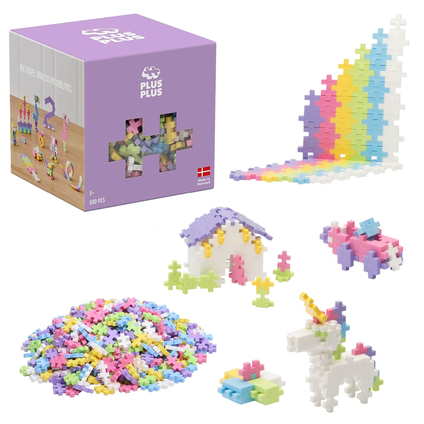 PLUS PLUS 600-Piece Pastel Interlocking Building Blocks | Open-Ended STEM Toy for Kids