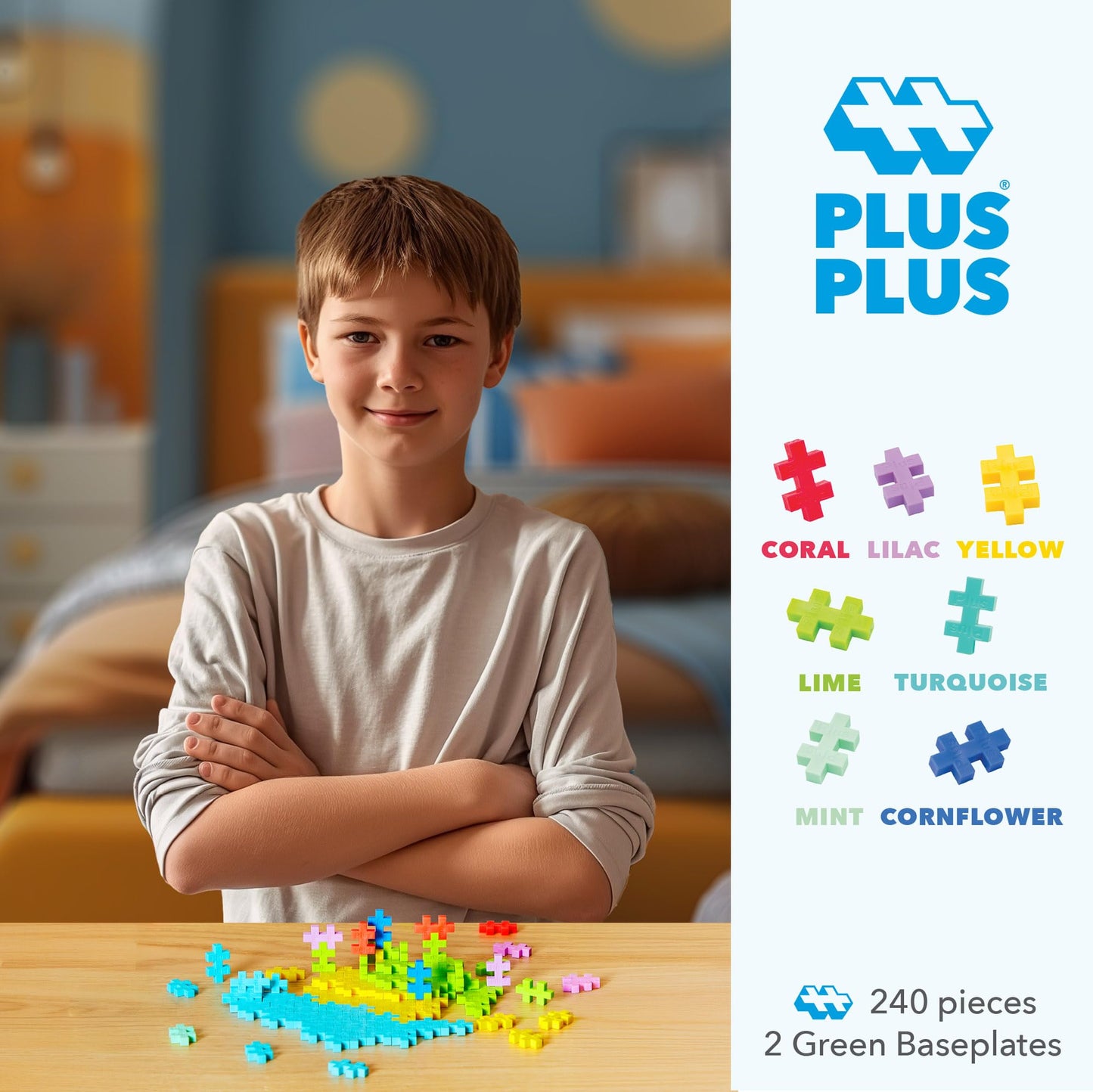 PLUS PLUS 240 Piece Interlocking Blocks – Tropical Mix Tube & Baseplate