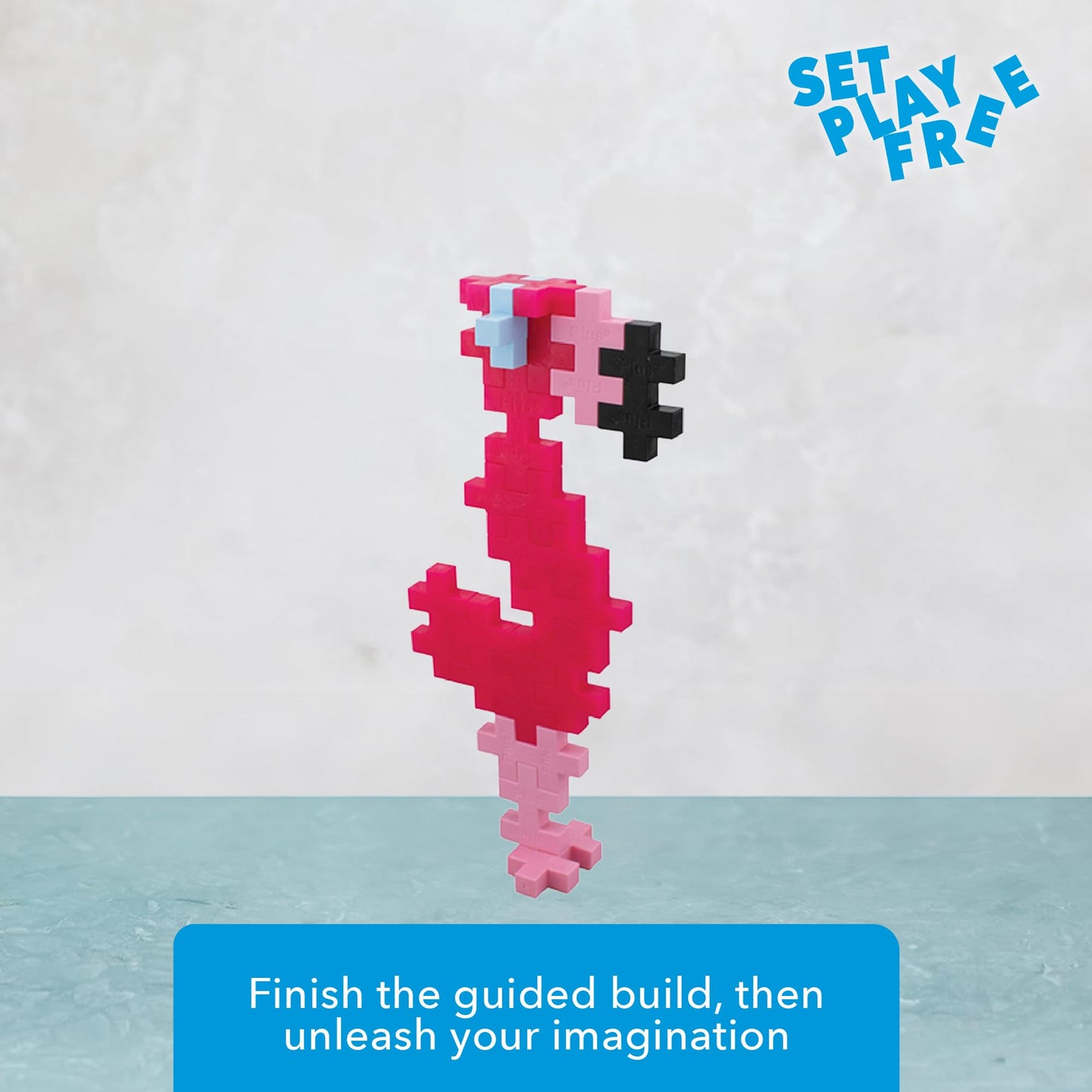 PLUS PLUS Big Instructed Tube: 15-Piece Flamingo – Large Interlocking Blocks for Toddlers & Preschool STEM Toy