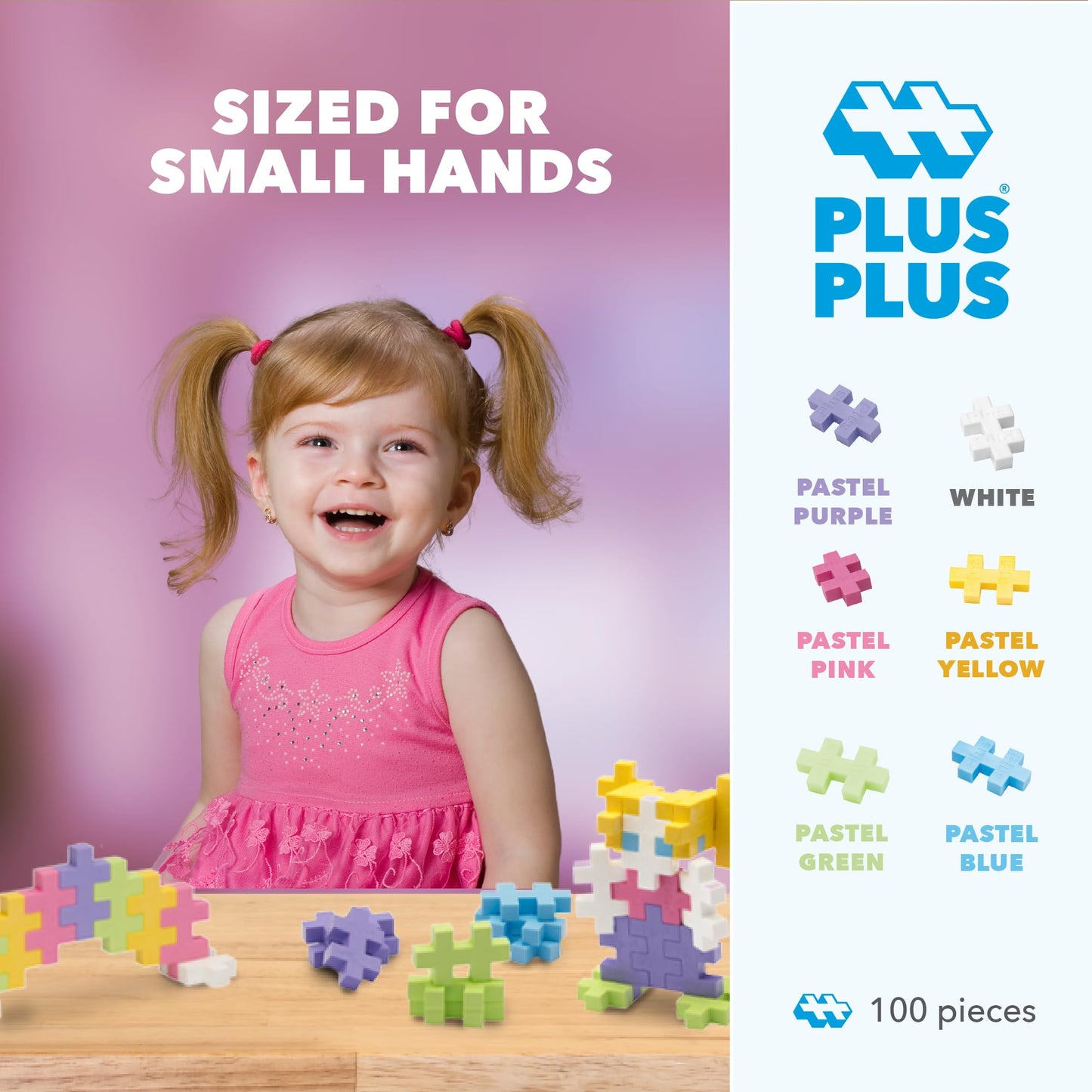 Plus Plus Big Open Play Set – 100 Pieces in Pastel Colors | Large Interlocking Blocks