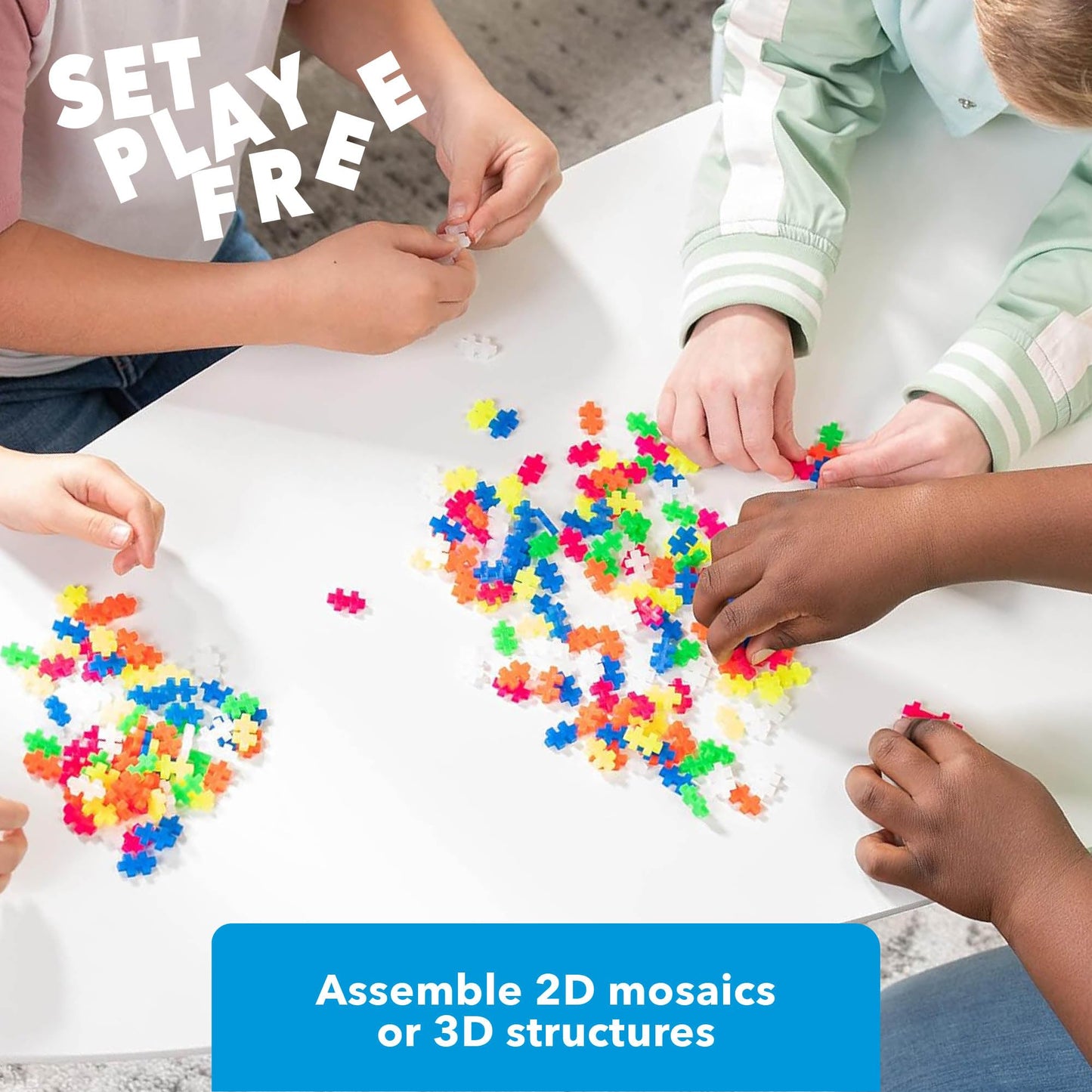 PLUS PLUS Open Play Set 600 Neon Pieces – Creative STEM Construction
