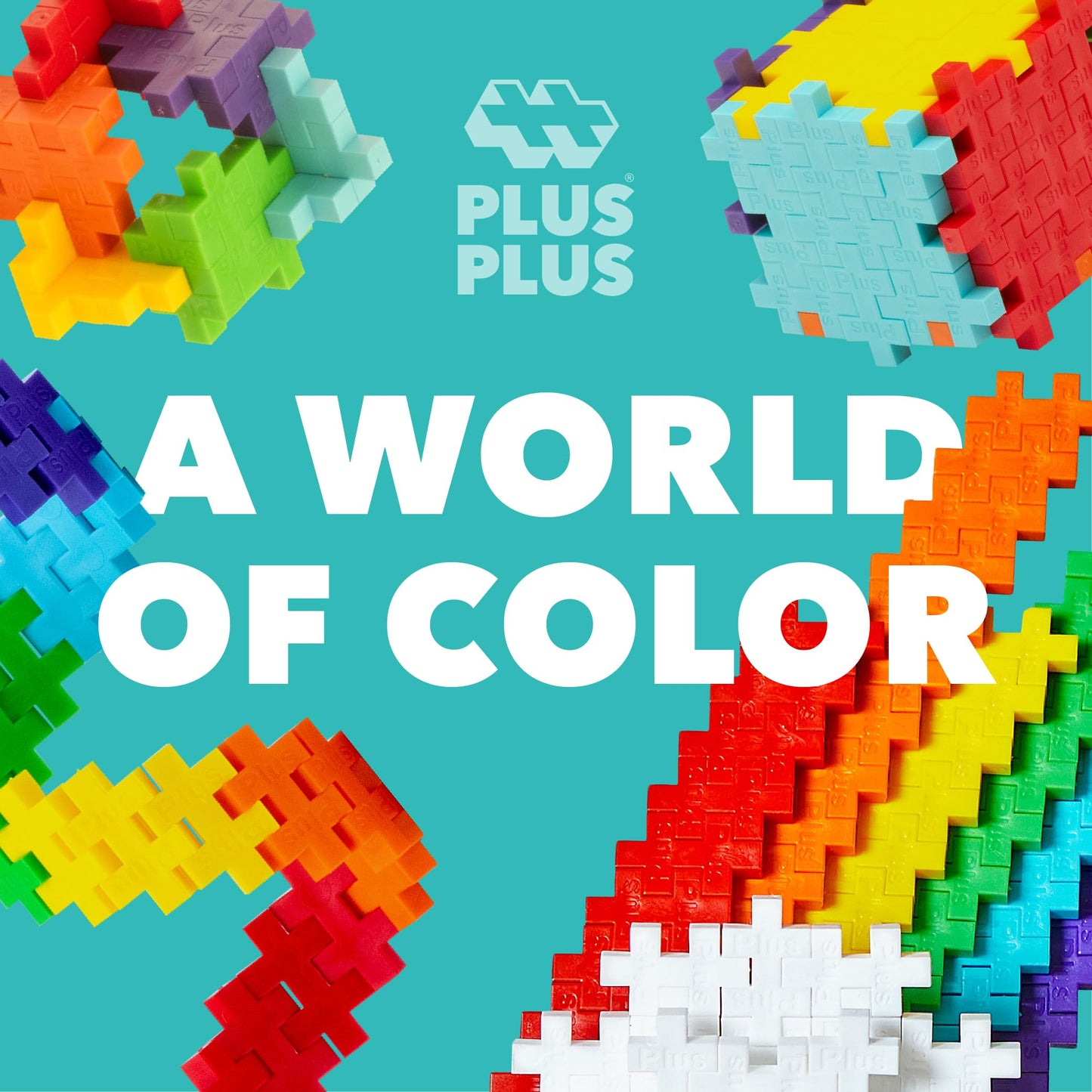 PLUS PLUS 240-Piece Rainbow Blocks Tube – Open Ended STEM Toy