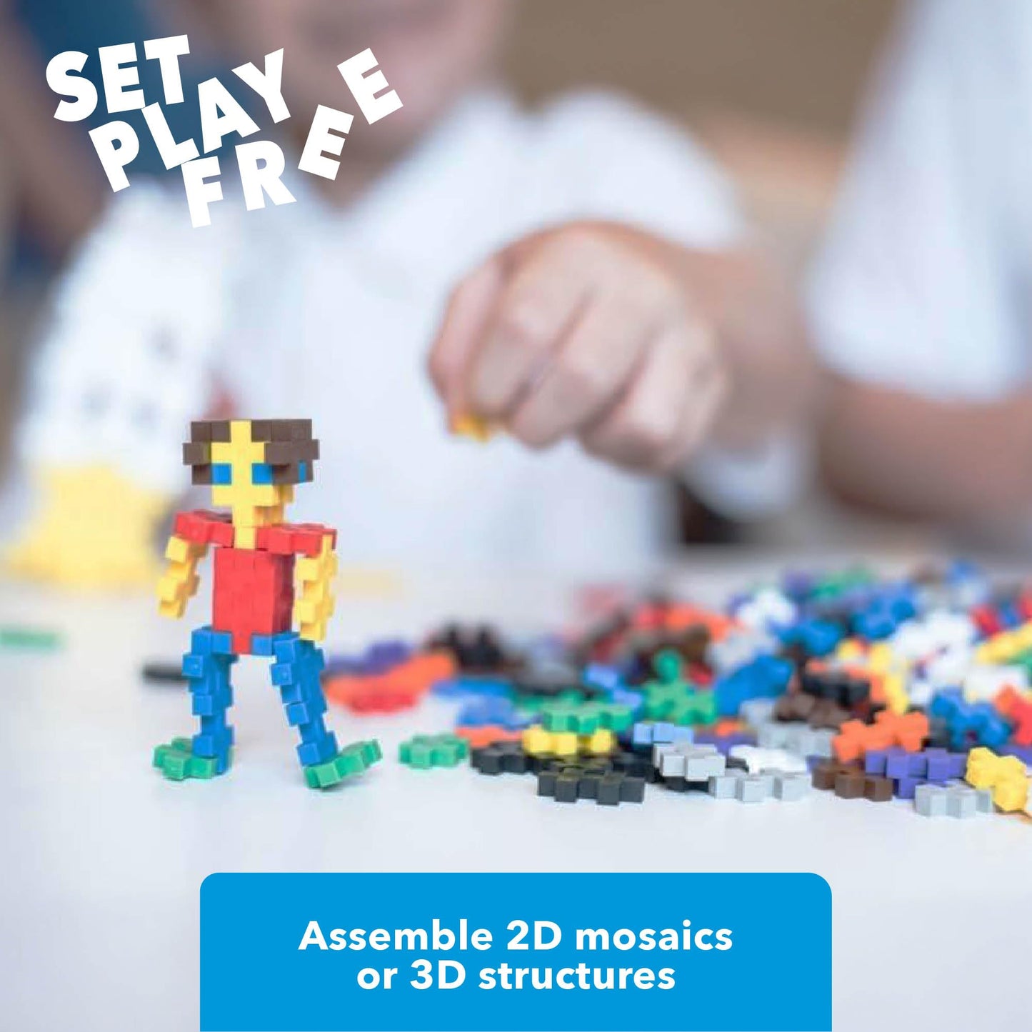 PLUS PLUS Open Play Set 600-Piece Basic Color Mix | STEM Building Blocks