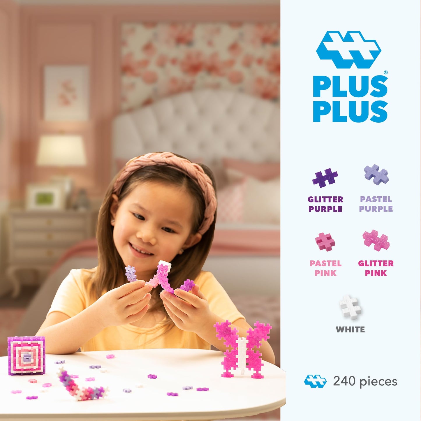 PLUS PLUS 240-Piece Glitter Mix Interlocking Building Blocks – STEM Toys for Kids