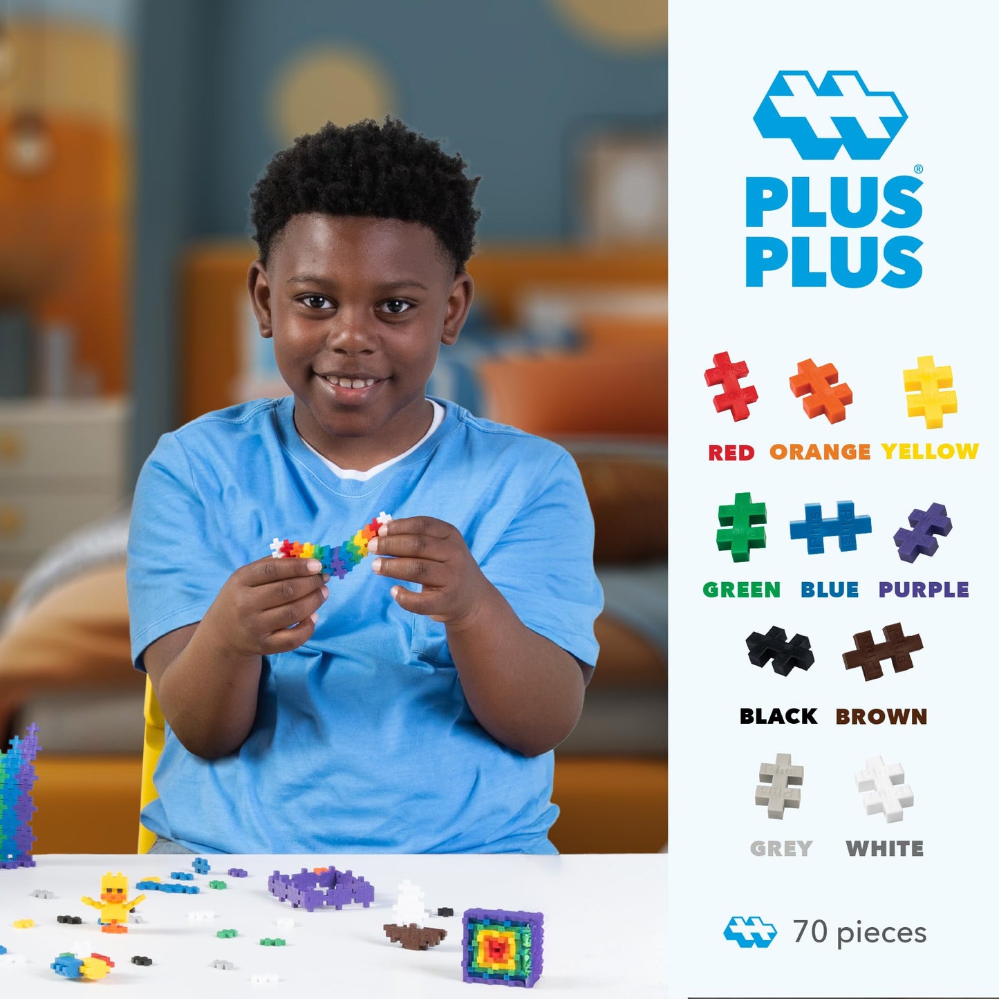 Plus Plus 70-Piece Interlocking Blocks for Kids | Open-Ended STEM Building Tub