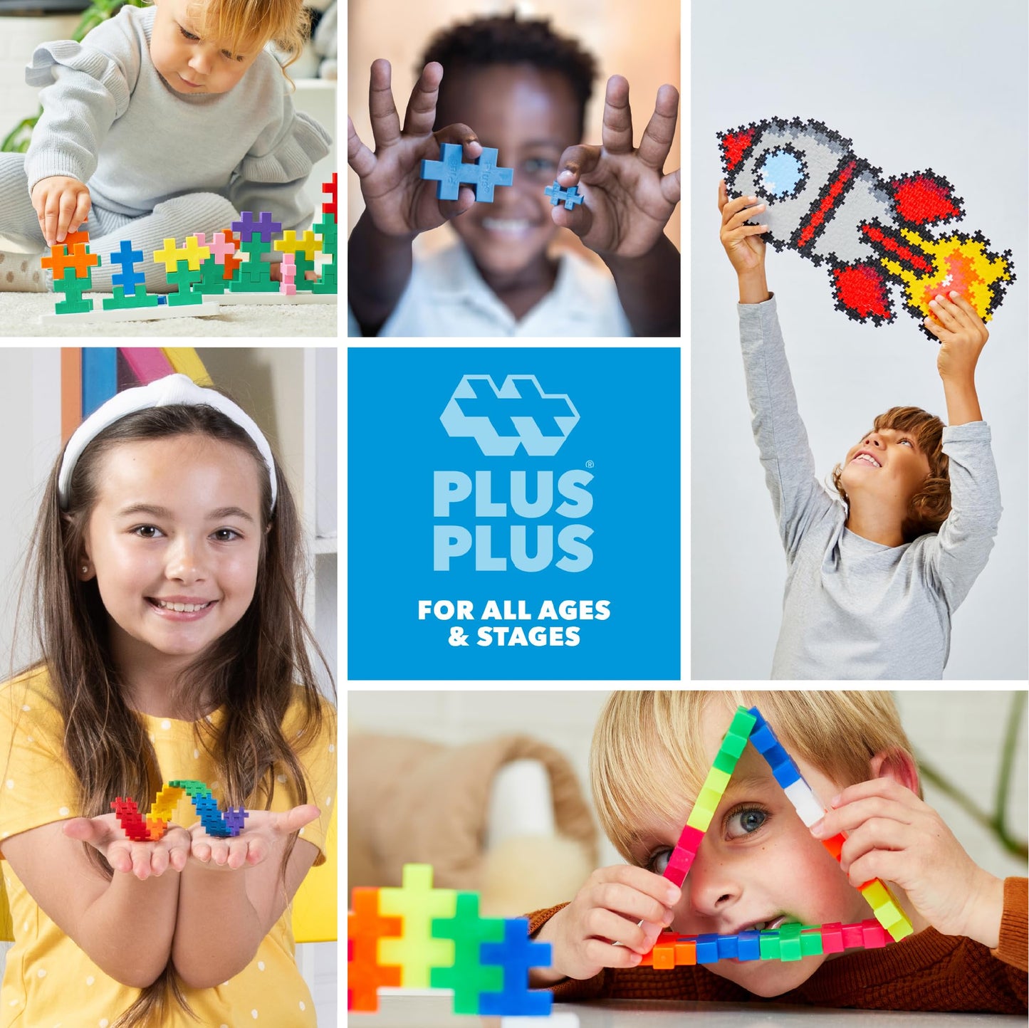 PLUS PLUS 240-Piece Interlocking Blocks – Tropical Mix Play Tube | Open-Ended STEM Toy for Kids