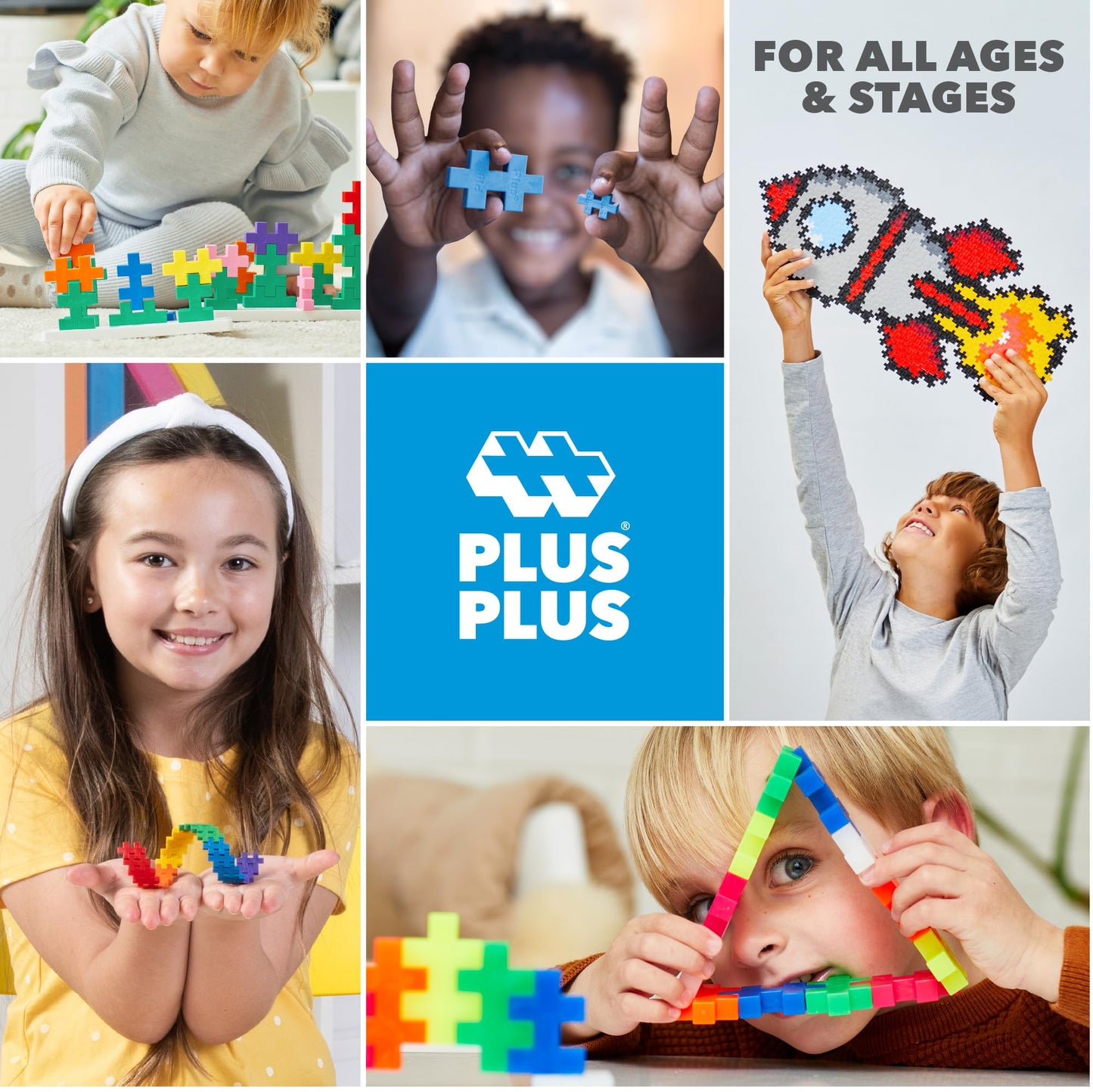 PLUS PLUS Puzzle by Number – 1,400-Piece US Map (STEM Building Blocks)