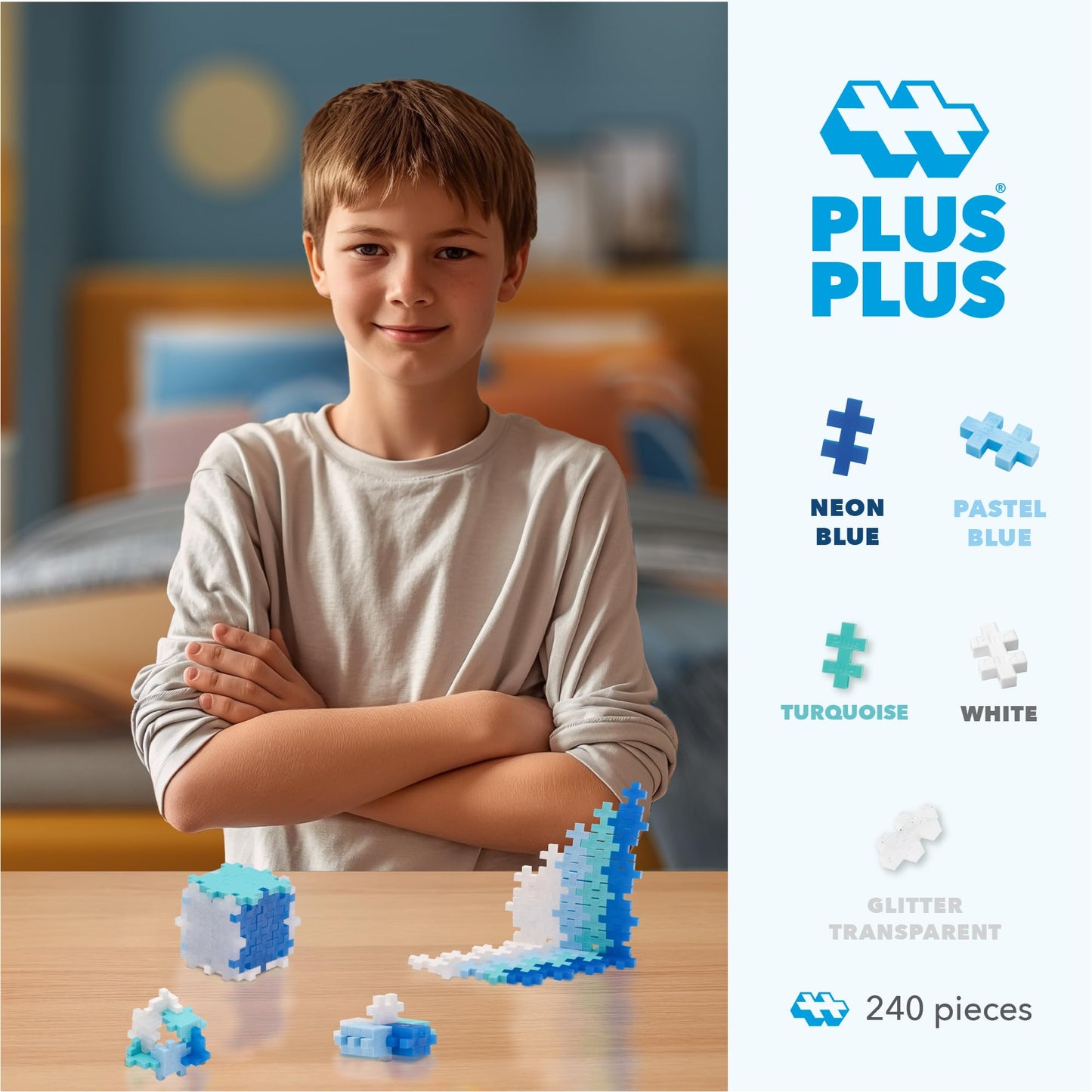 PLUS PLUS 240-Piece Glitter Frost Interlocking Blocks | Open-Ended STEM Toy