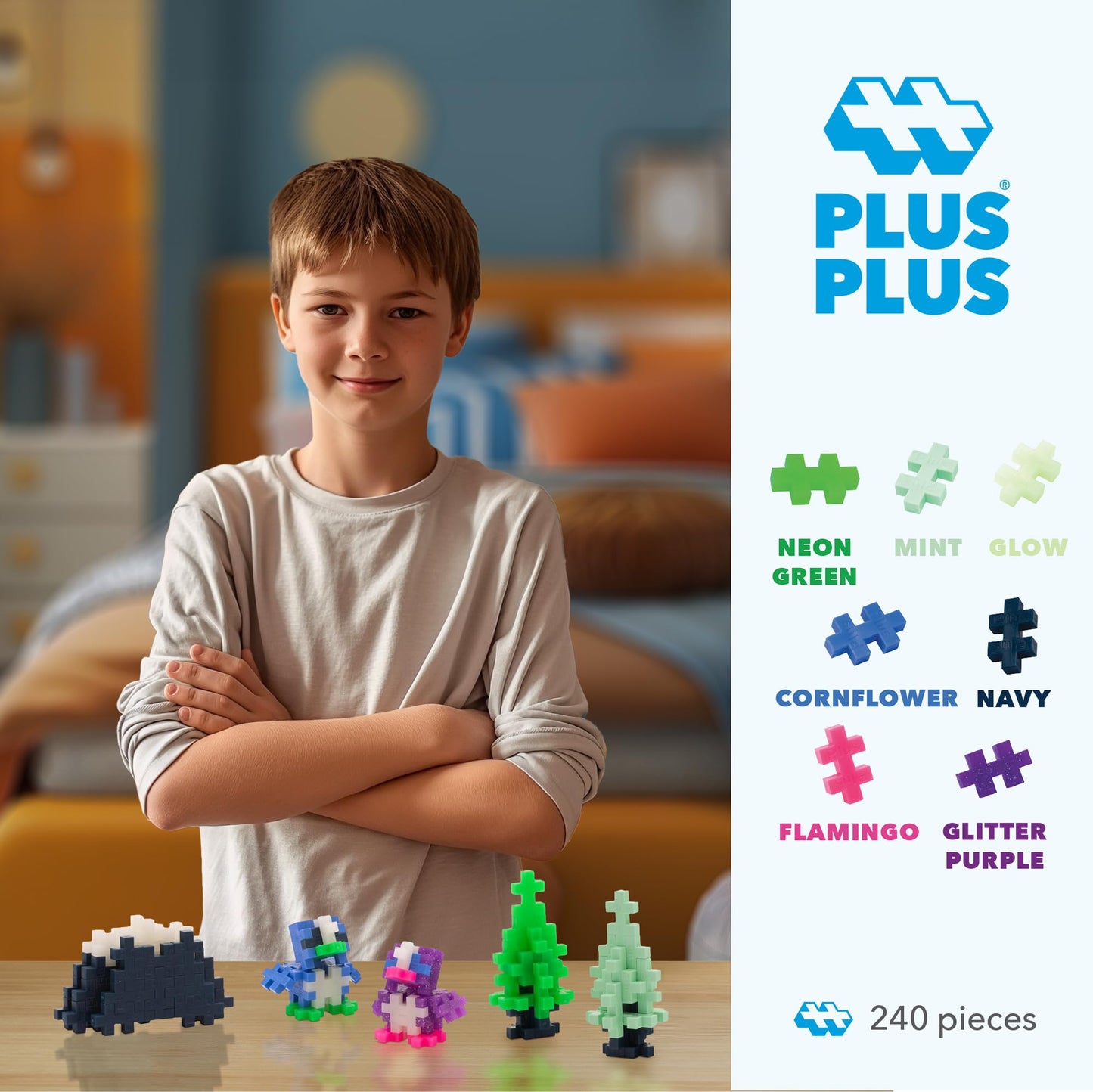 PLUS PLUS 240-Piece Interlocking Blocks | Northern Lights Mix – STEM Building Toys for Kids