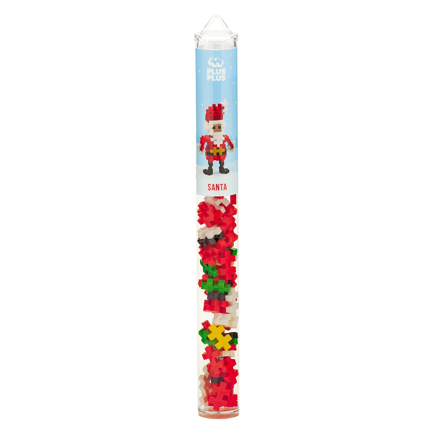 PLUS PLUS 3D Santa Claus Mini Maker Tube – 70 Interlocking Pieces | Holiday STEM Toy