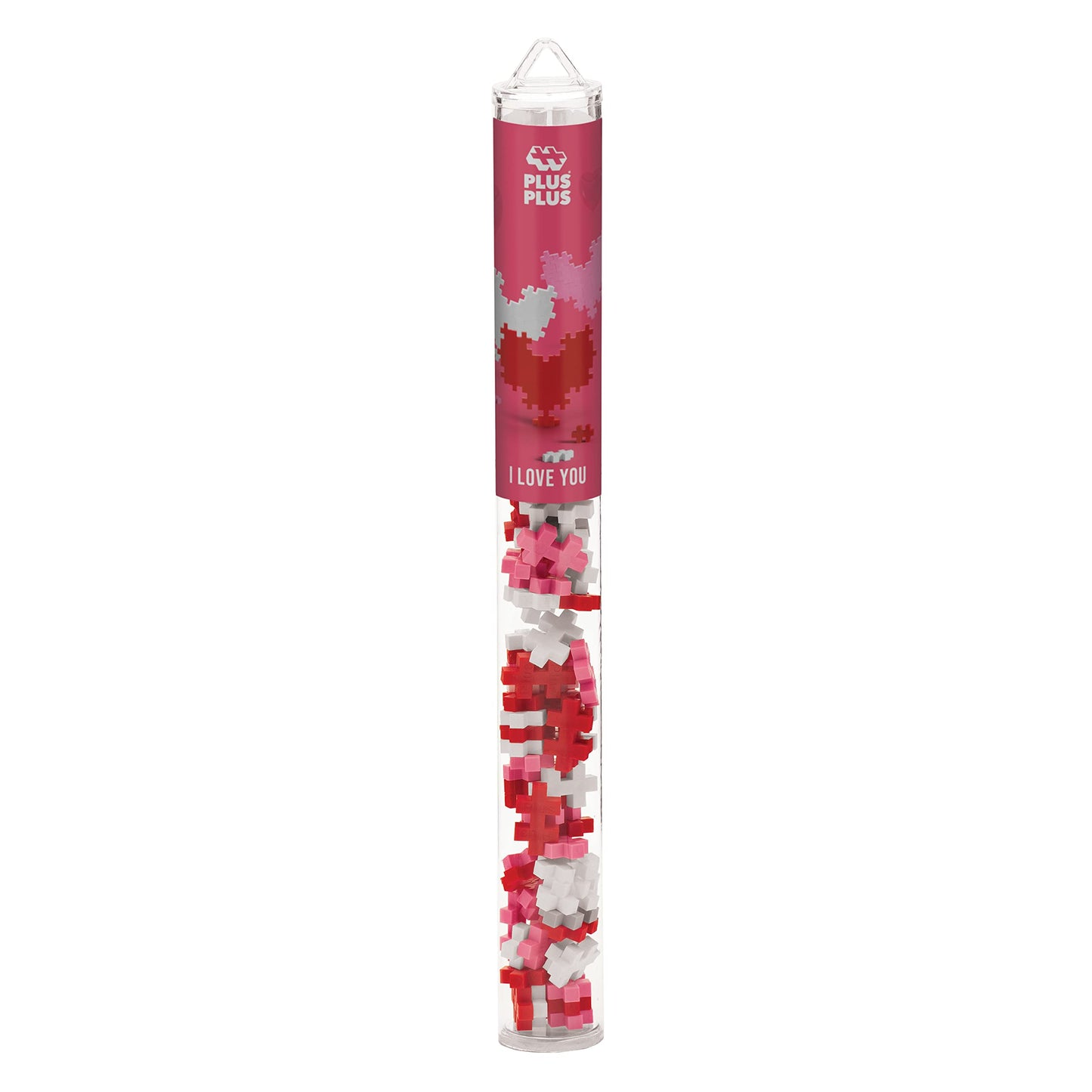 PLUS PLUS 3D Puzzle Building Block Set, 70 Mini Interlocking Pieces | I Love You Hearts Mini Maker Tube