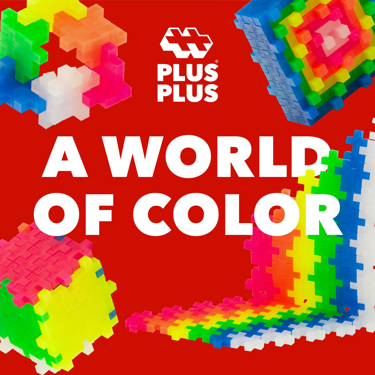 PLUS PLUS 240 Piece Neon Interlocking Blocks – Open-Ended STEM Tube