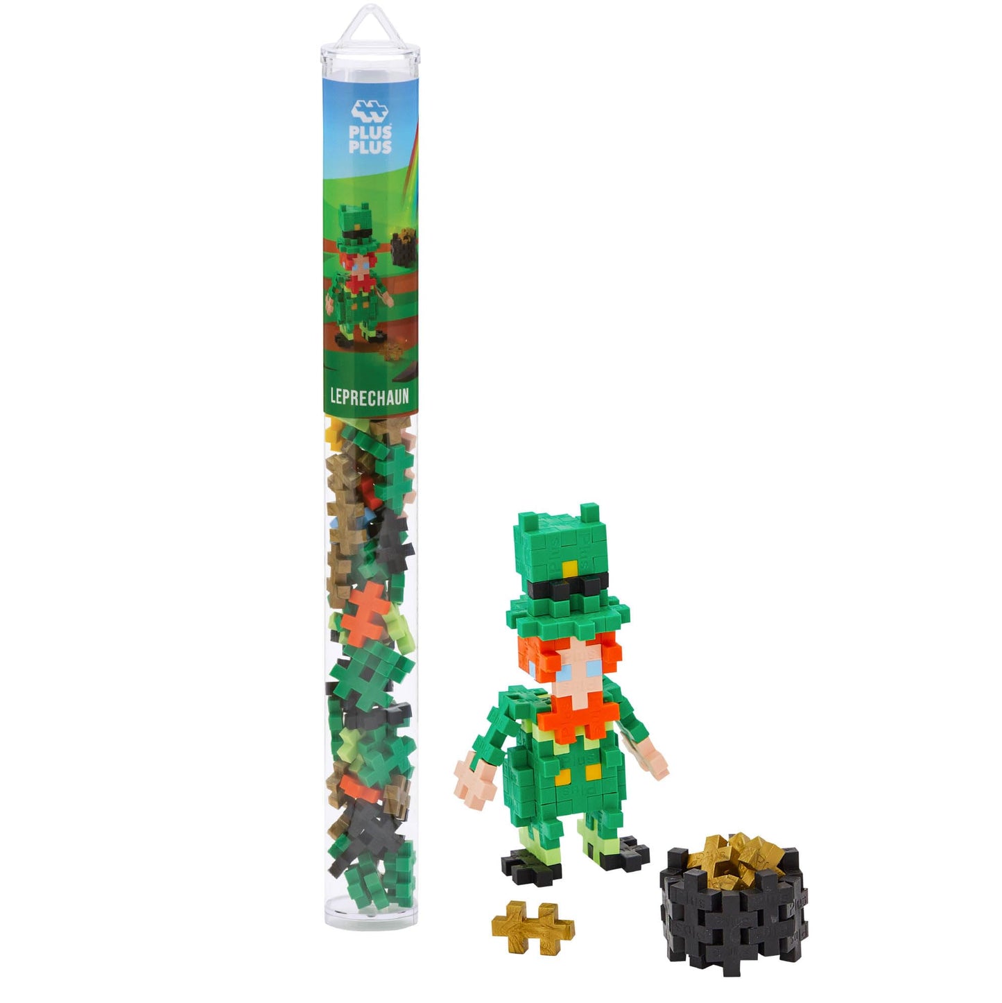 PLUS PLUS 3D Puzzle Building Block Set | Leprechaun Mini Maker Tube – 70 Interlocking Pieces