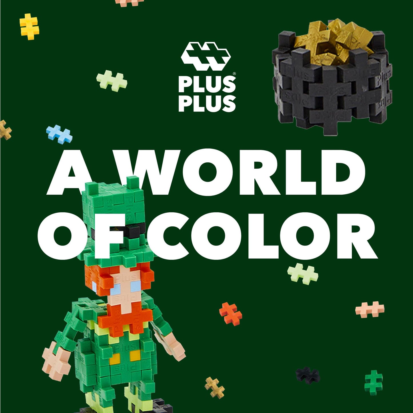 PLUS PLUS 3D Puzzle Building Block Set | Leprechaun Mini Maker Tube – 70 Interlocking Pieces