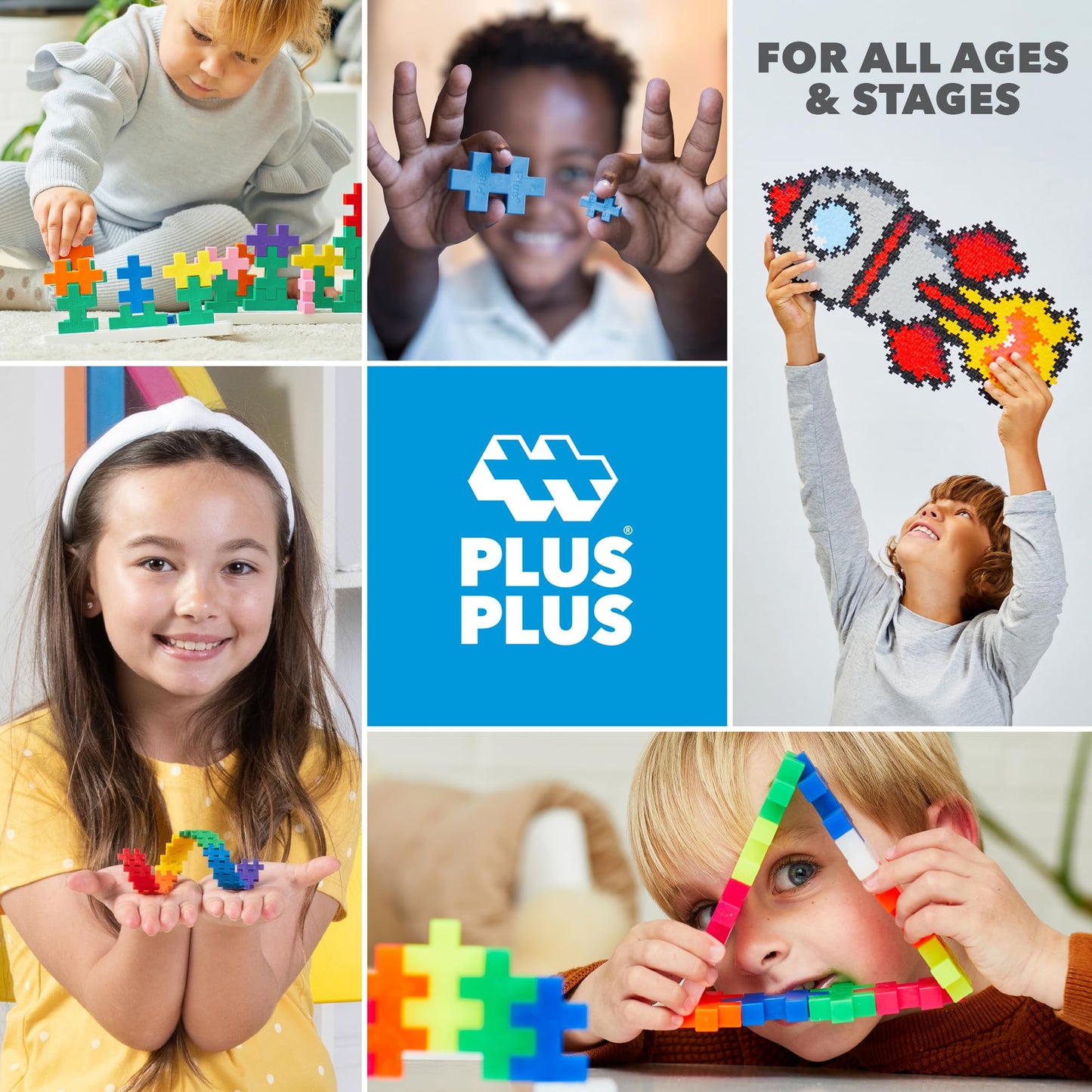 Plus Plus Building Set with Travel Case – 100 Pieces, Open-Ended STEM Toy for Kids