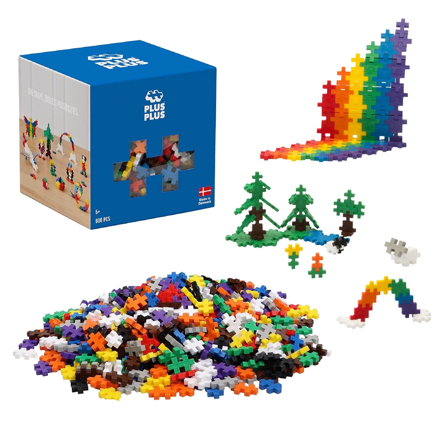 PLUS PLUS Open Play Set 600-Piece Basic Color Mix | STEM Building Blocks