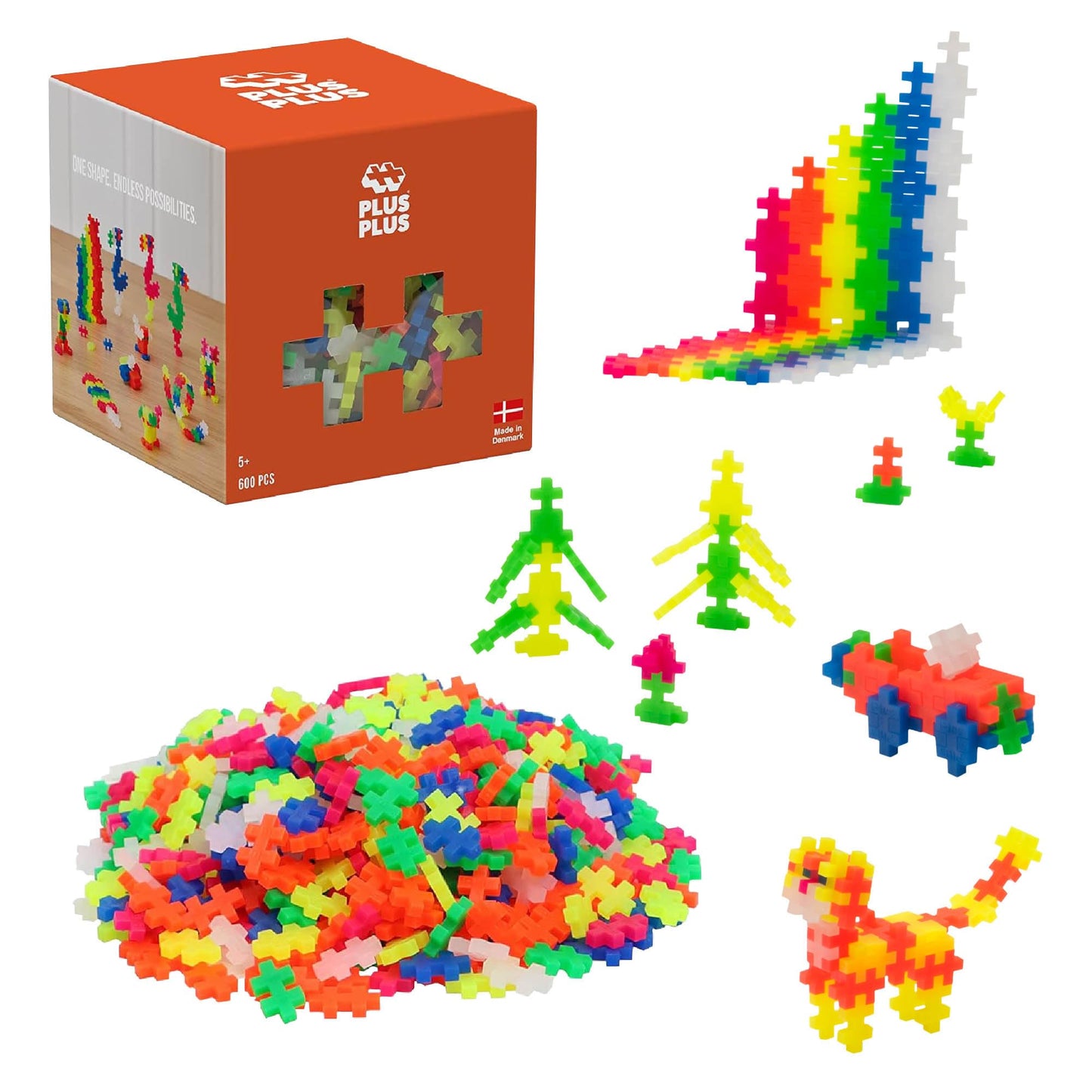 PLUS PLUS Open Play Set 600 Neon Pieces – Creative STEM Construction