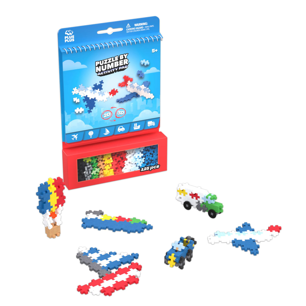 Plus Plus Puzzle by Number Activity Pad – Travel STEM Toy for Kids 5-12
