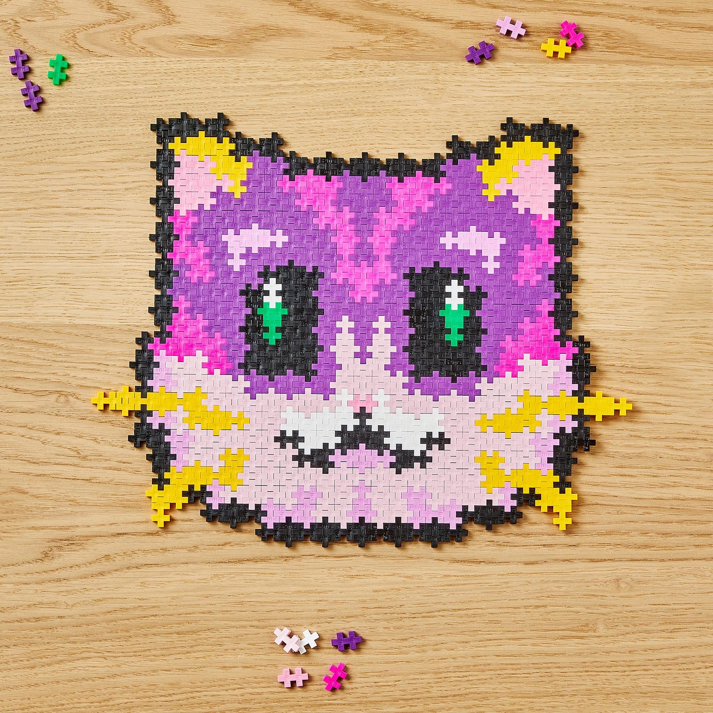 Plus Plus Puzzle by Number Kitten — 500-Piece Interlocking Color Blocks, 3D Pixel Art Kit