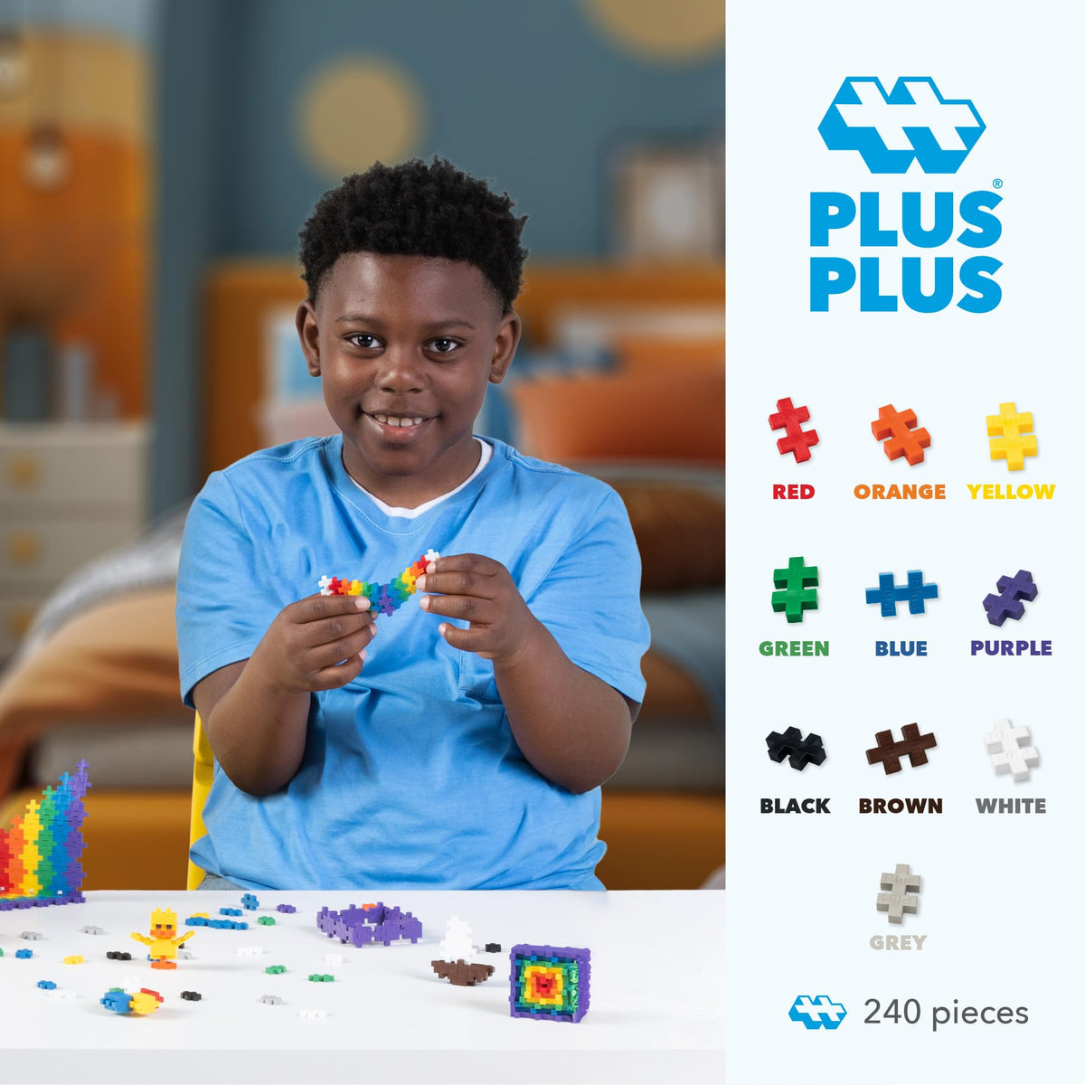 PLUS PLUS 240-Piece Interlocking Building Blocks — Open Ended STEM Toy Tube