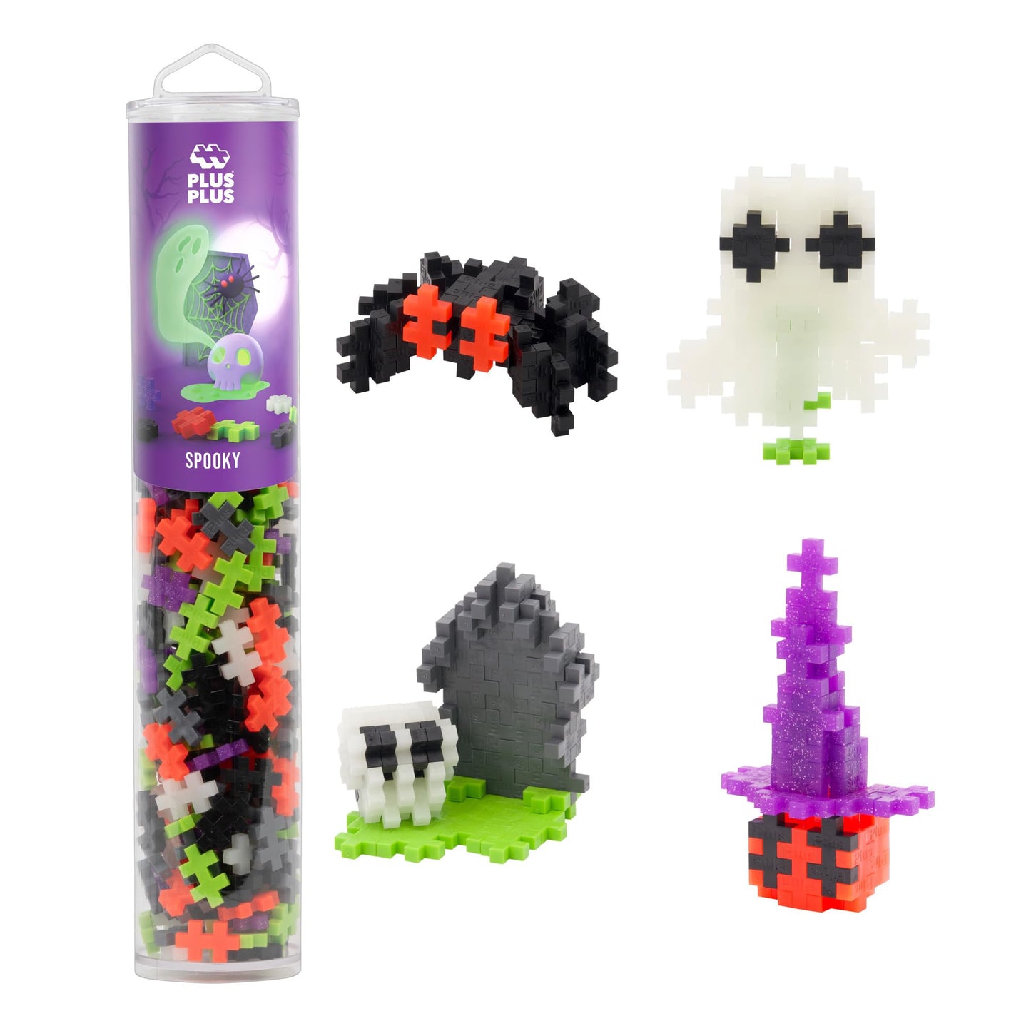 PLUS PLUS 240-Piece Spooky Mix Interlocking Building Blocks – Open-Ended STEM Toy for Kids