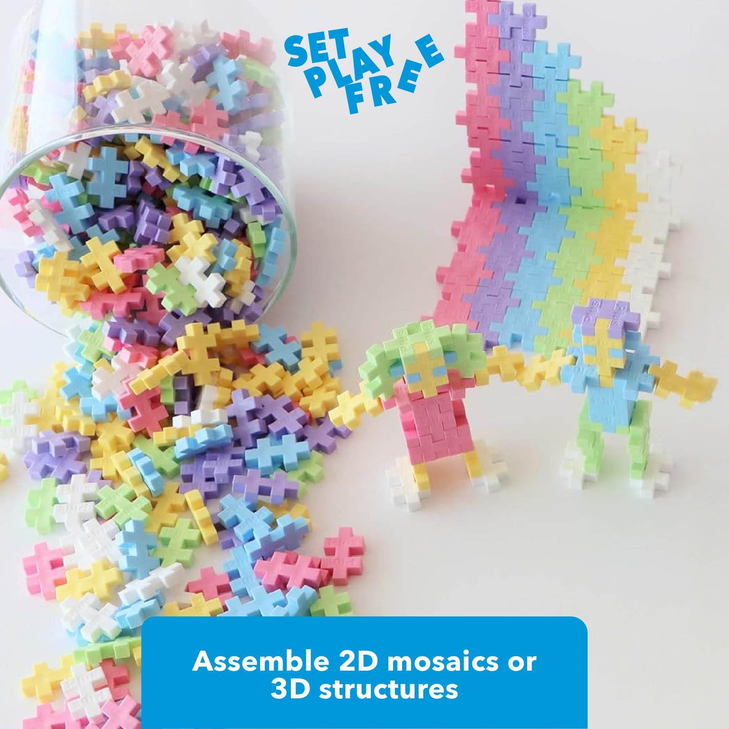 PLUS PLUS 600-Piece Pastel Interlocking Building Blocks | Open-Ended STEM Toy for Kids