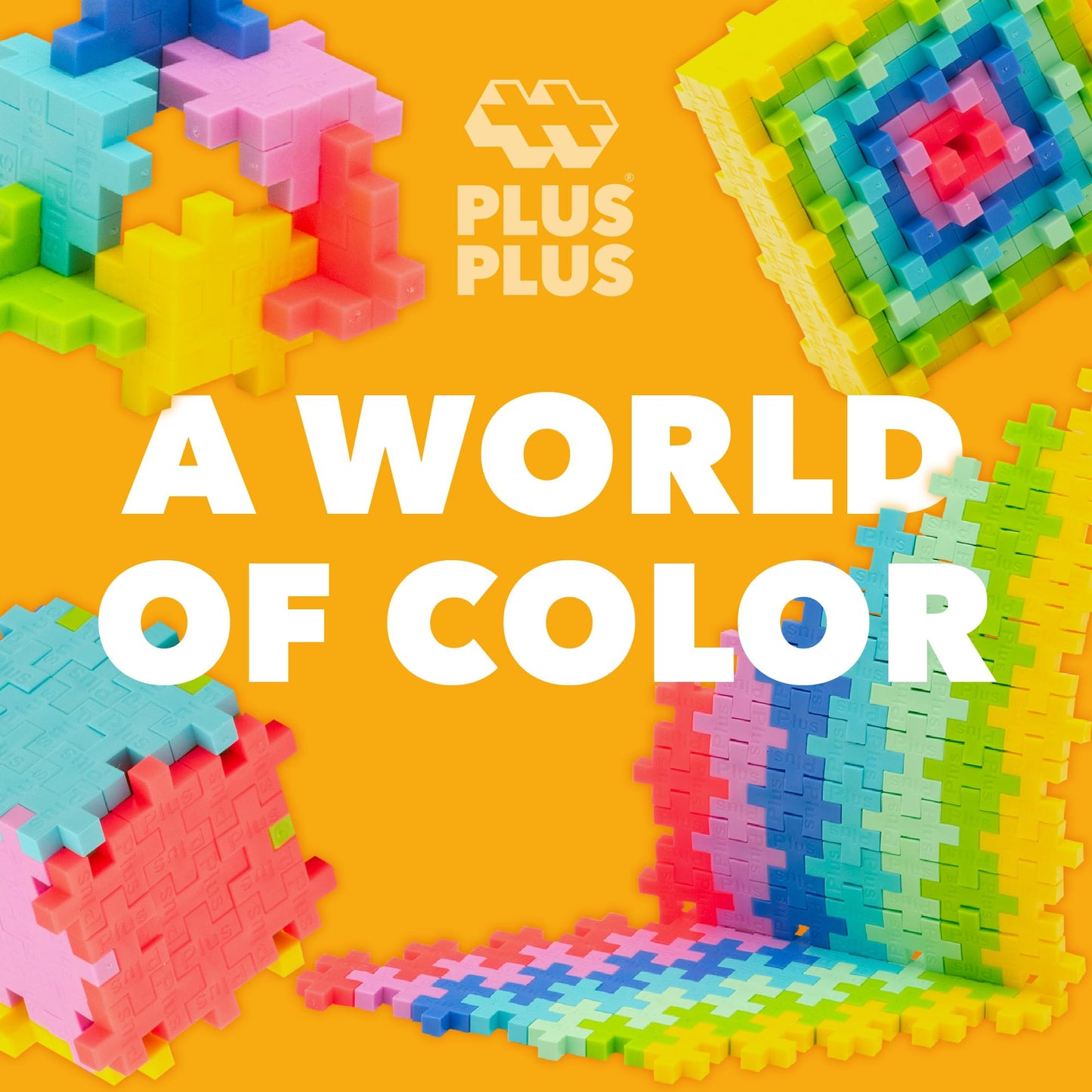 PLUS PLUS 240-Piece Interlocking Blocks – Tropical Mix Play Tube | Open-Ended STEM Toy for Kids