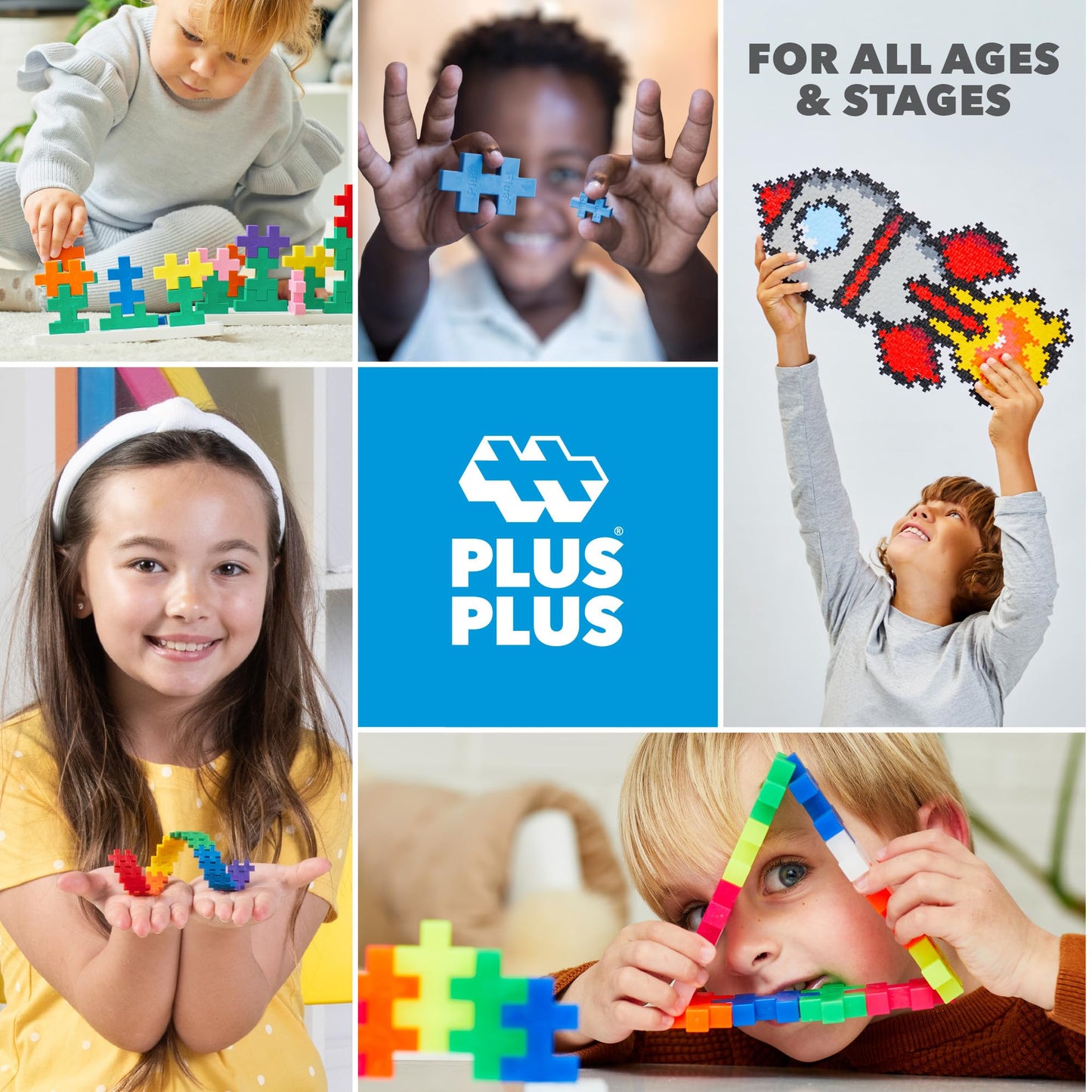 PLUS PLUS 240 Piece Neon Interlocking Blocks – Open-Ended STEM Tube