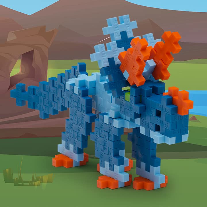 PLUS PLUS 3D Dinosaur Figure Set – Triceratops Maker Tube, 70 Pieces | STEM Toy for Kids