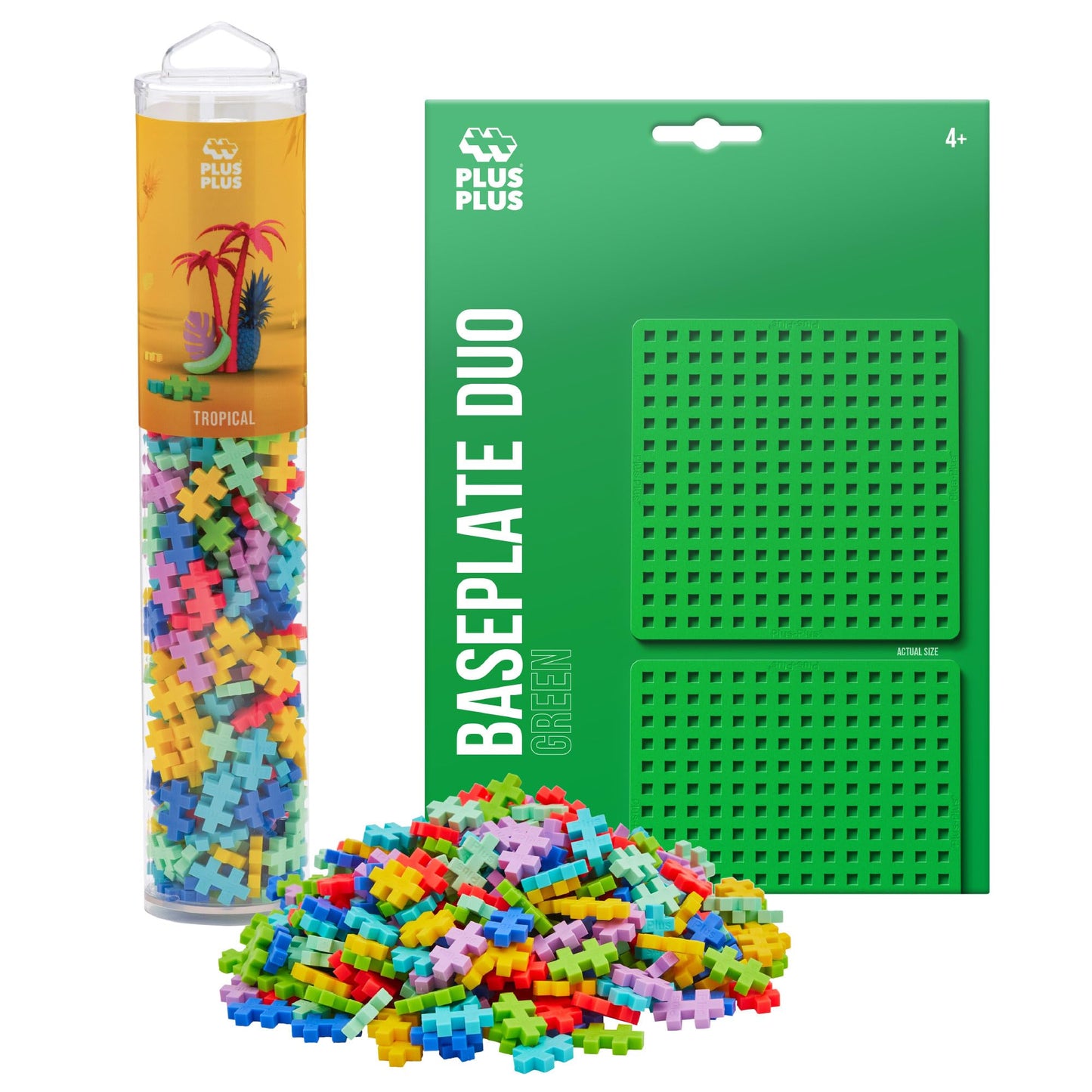 PLUS PLUS 240 Piece Interlocking Blocks – Tropical Mix Tube & Baseplate
