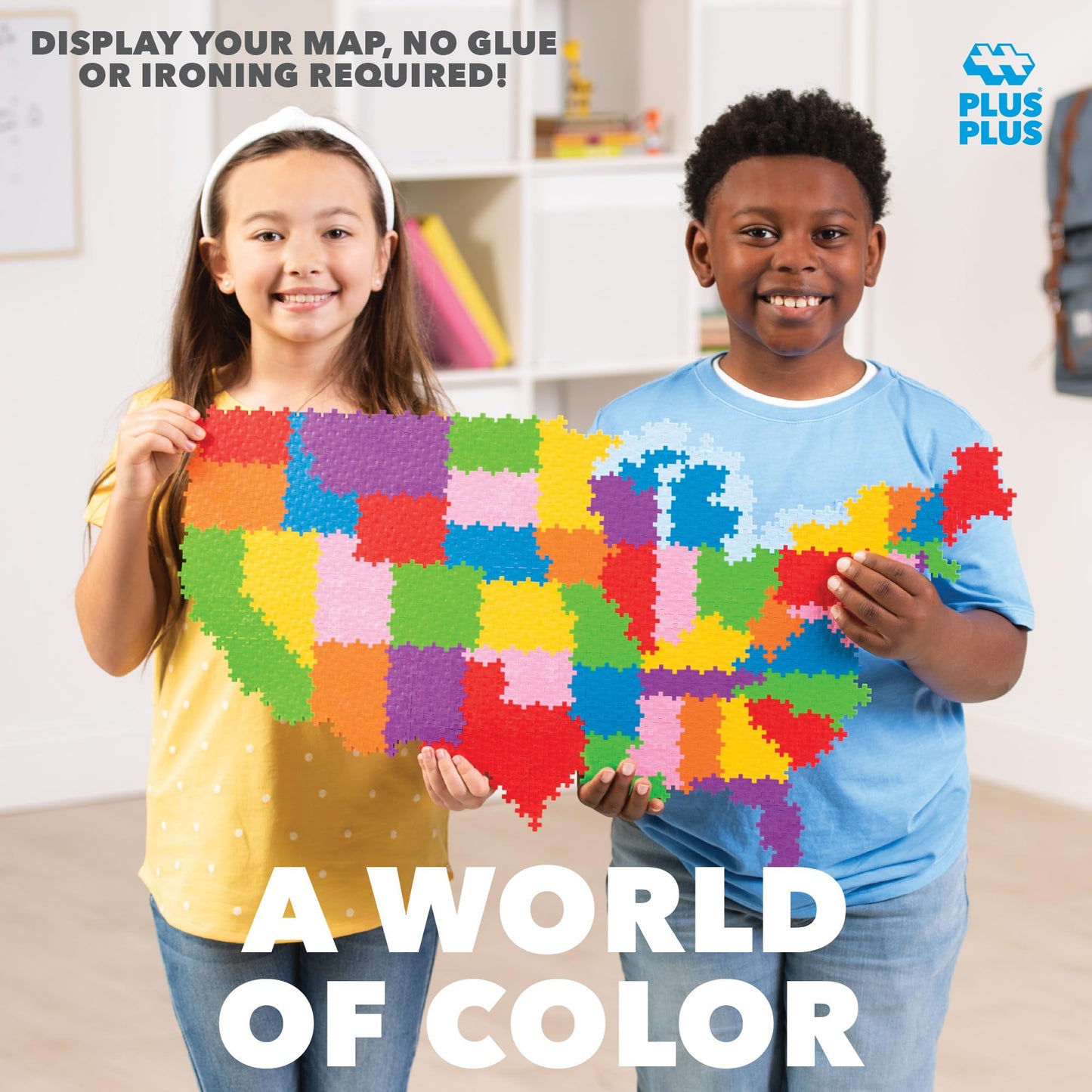 PLUS PLUS Puzzle by Number – 1,400-Piece US Map (STEM Building Blocks)