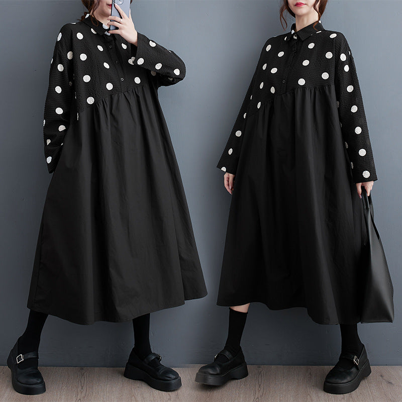 Plus Size Mid-length Artistic Retro Dress