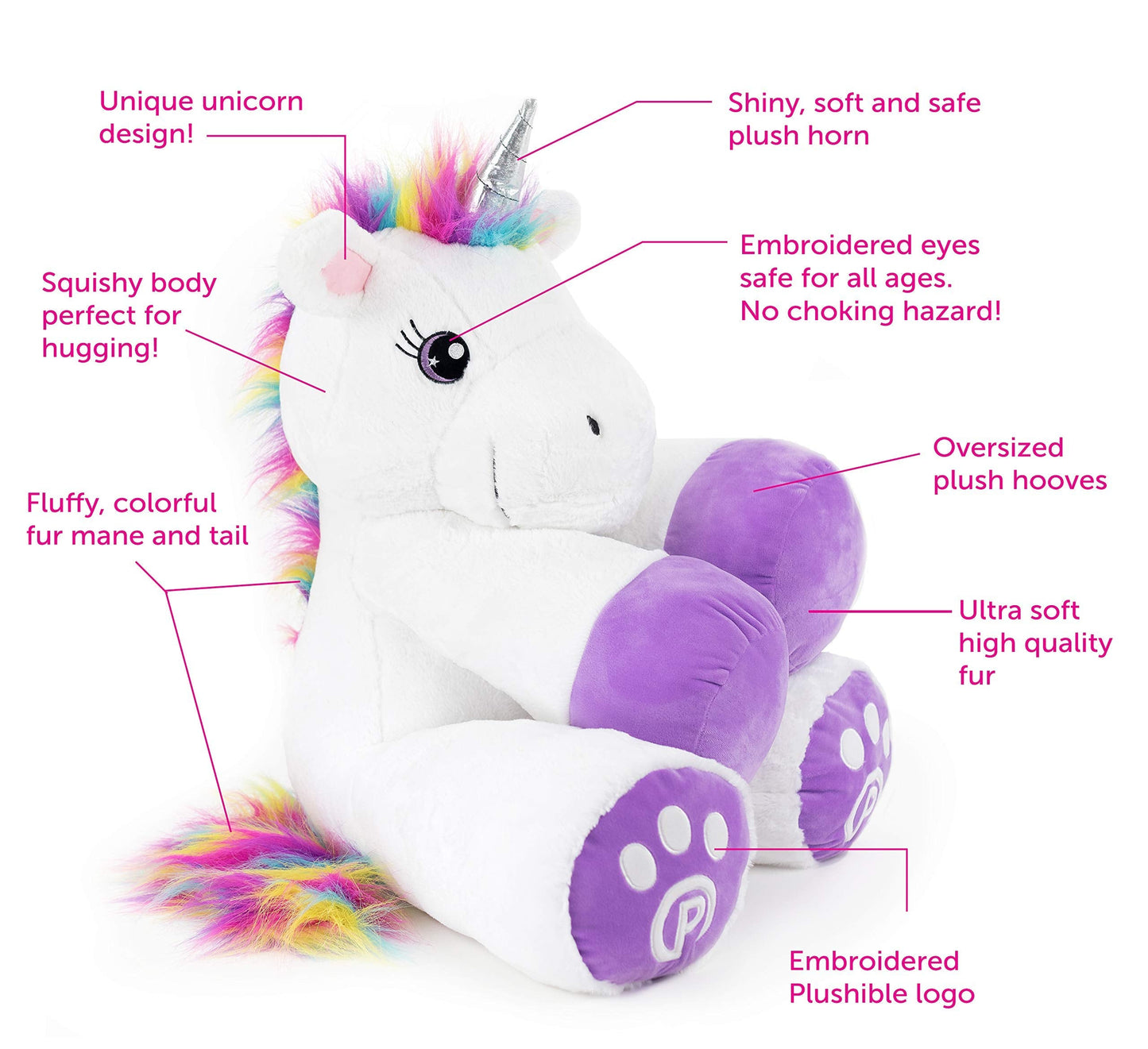 Plushible Poppy – 18-Inch Unicorn Plush Toy, Machine Washable & Soft Stuffed Animal