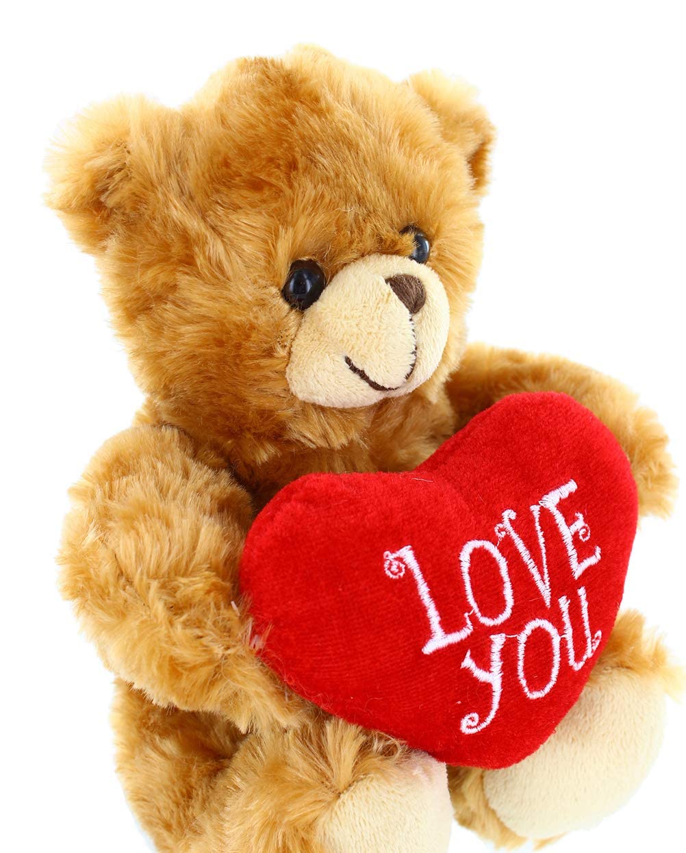 Plushland Mocha Heart Bear – 6-Inch Embroidered Love You Plush Toy