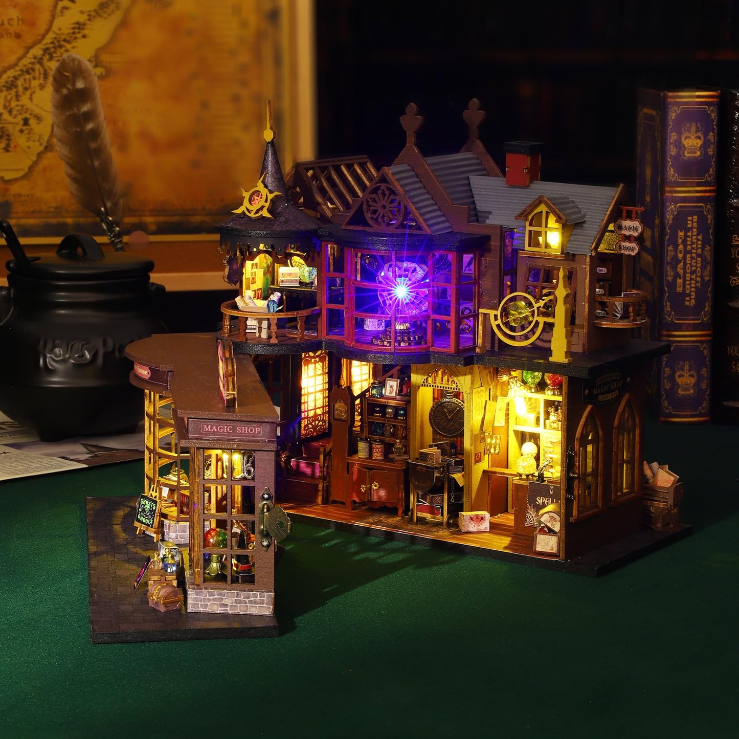 Plustopoy DIY Miniature House Kit – Open-Door Dollhouse & Book Nook Magic Model