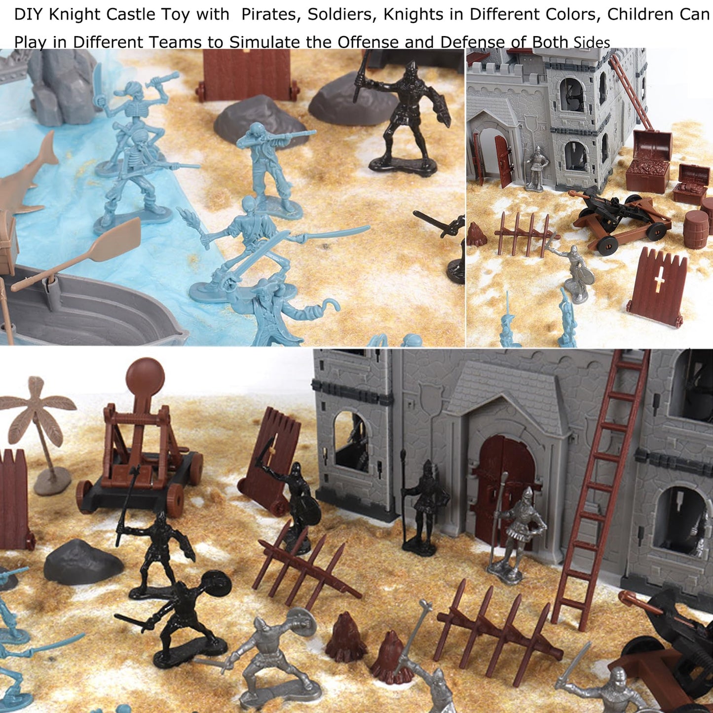 Plustopoy Medieval Castle Knight Toy Set | DIY Castle Building, Pirates & Cavalry