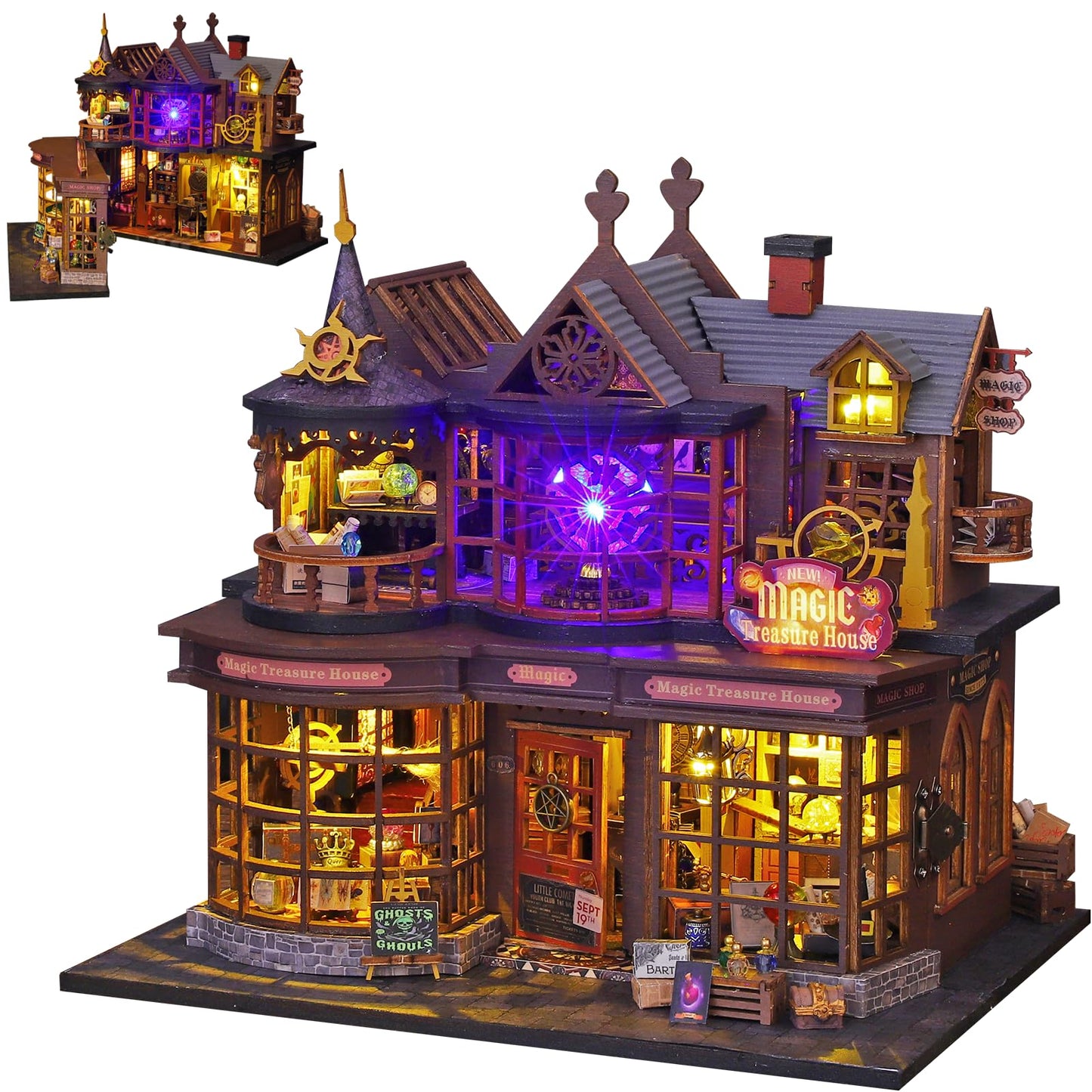 Plustopoy DIY Miniature House Kit – Open-Door Dollhouse & Book Nook Magic Model