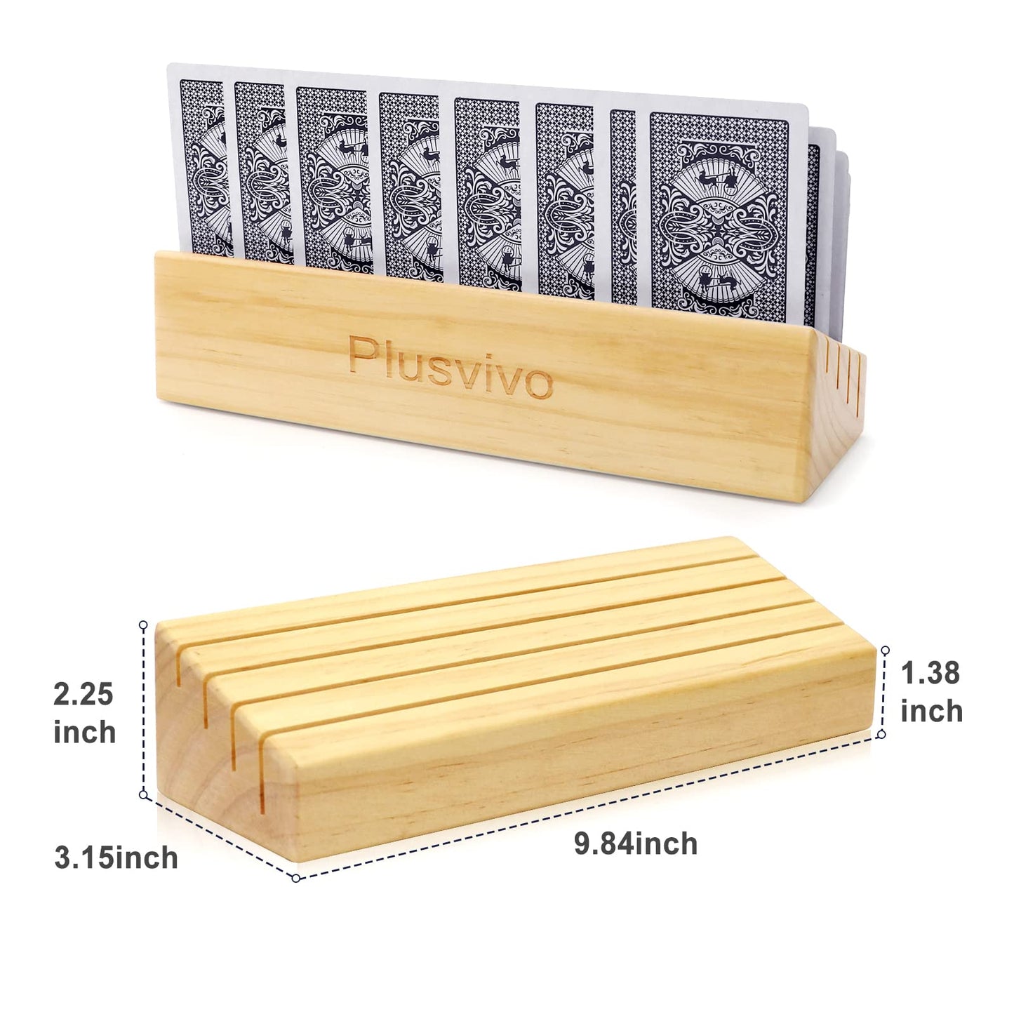 Plusvivo Pine Card Holders – 2-Pack for Playing Cards (9.84 x 3.15 x 2.28 in)