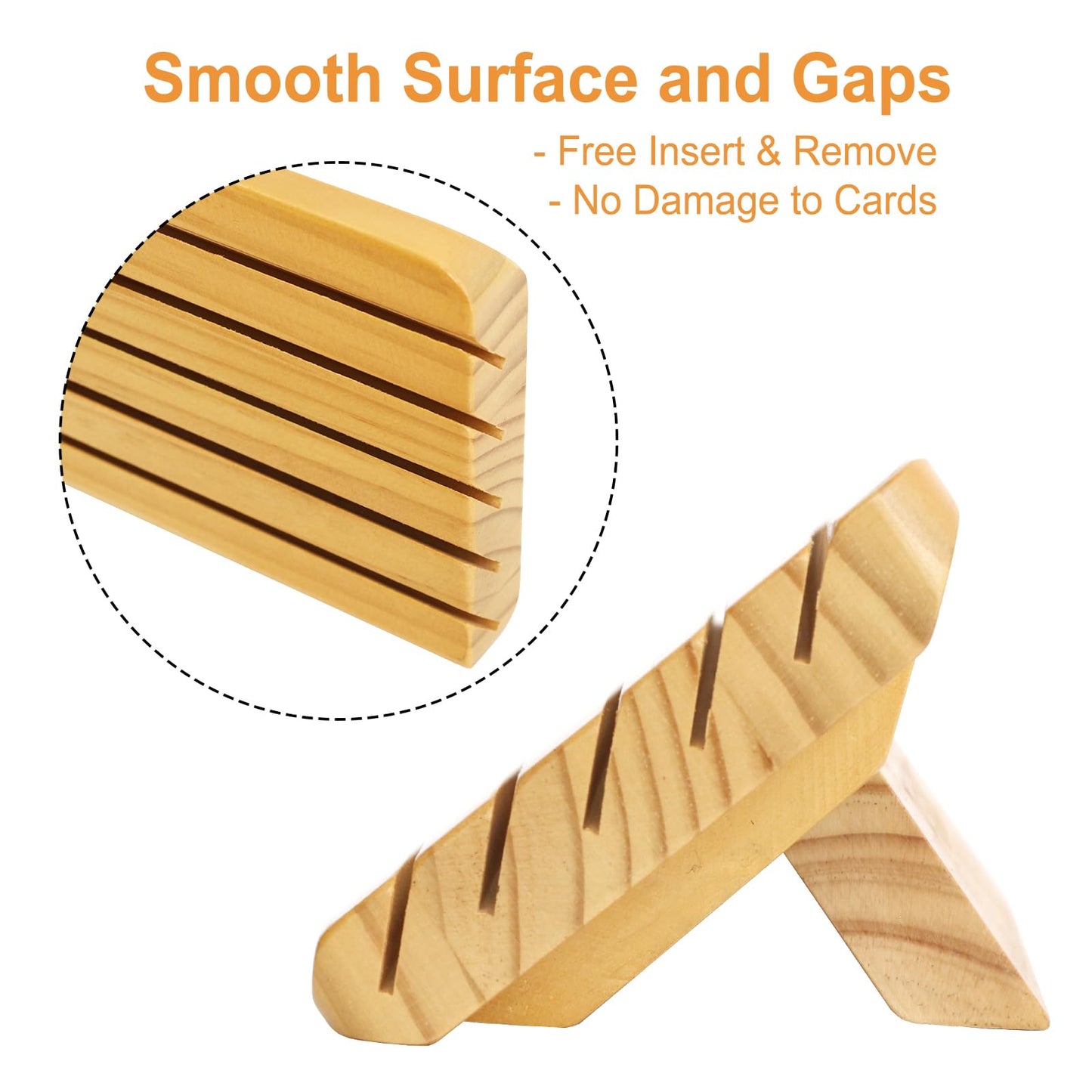 Plusvivo Card Holders with Adjustable Stand – Set of 4 (5-Slot) Wooden Card Organizers