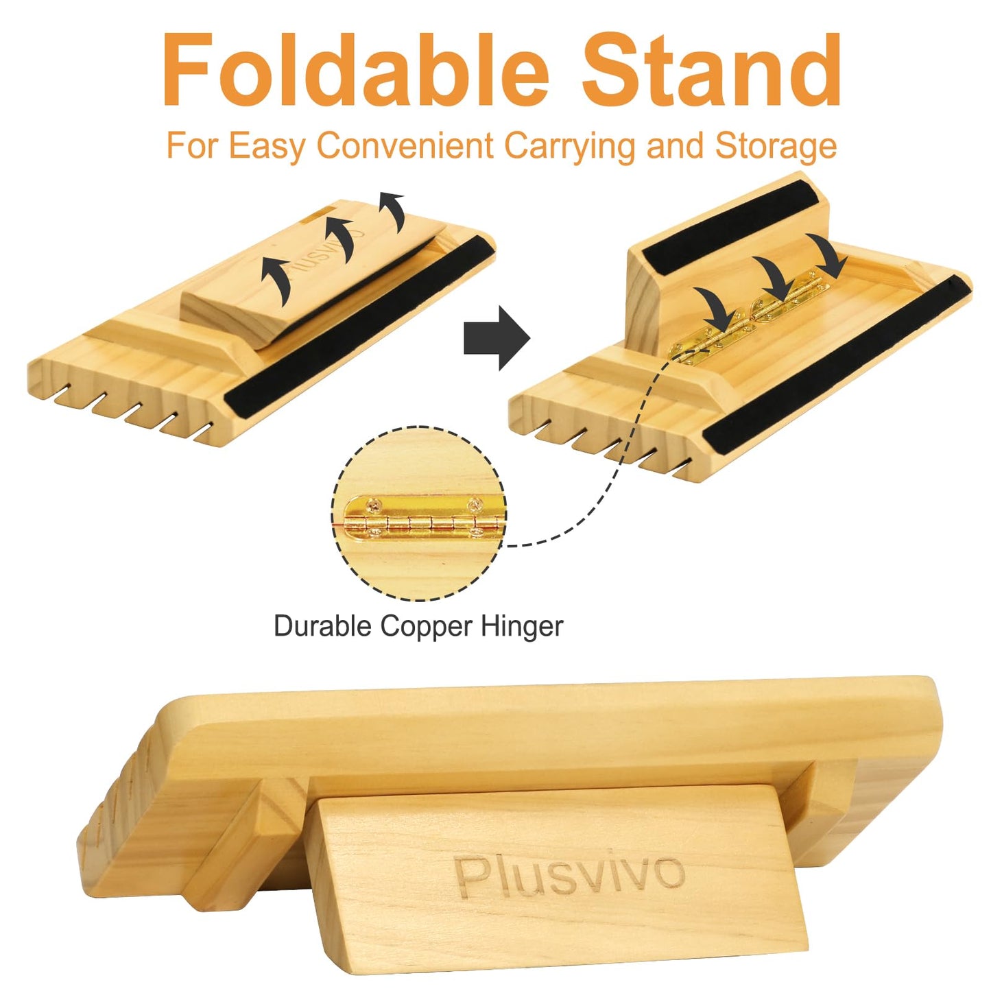 Plusvivo Card Holders with Adjustable Stand – Set of 4 (5-Slot) Wooden Card Organizers