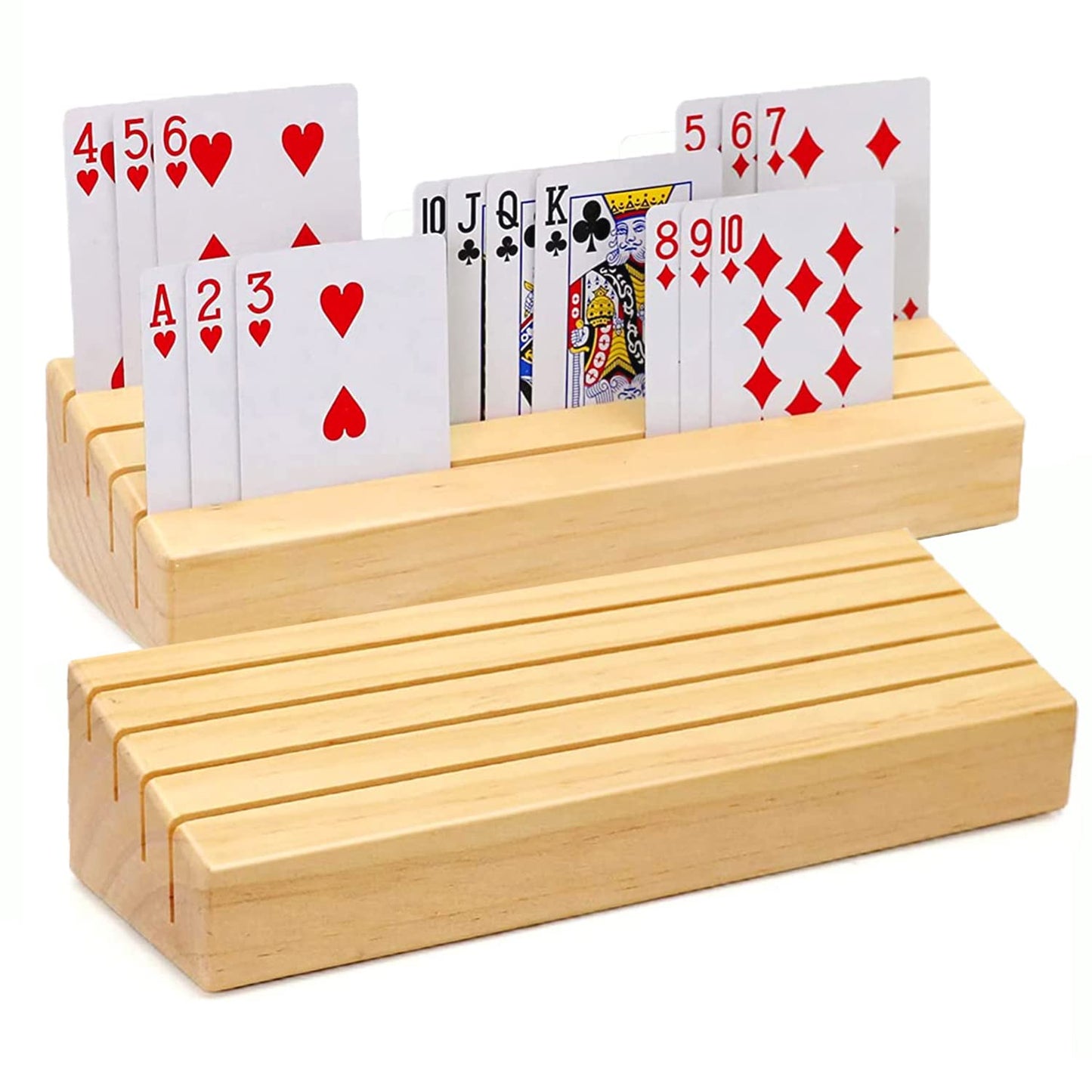 Plusvivo Pine Card Holders – 2-Pack for Playing Cards (9.84 x 3.15 x 2.28 in)