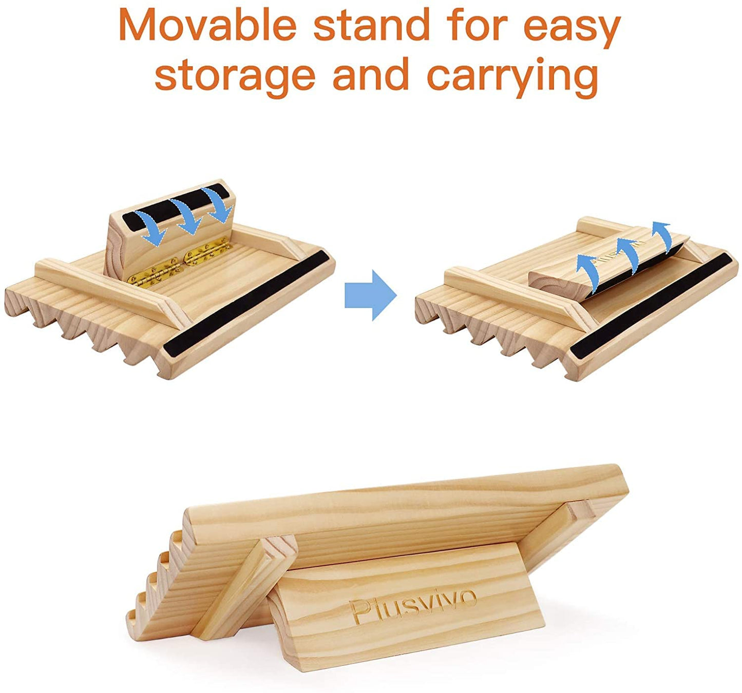 plusvivo Domino Racks with Stand | Set of 4 Wooden Trays for Mexican Train & Domino Games