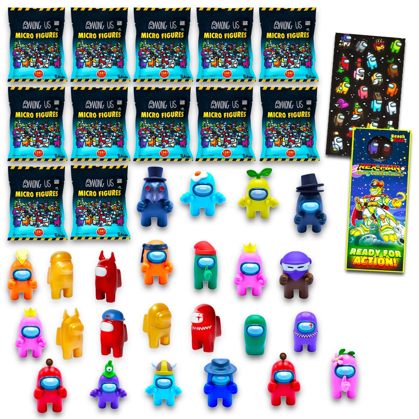 P.M.I. Among Us Party Favors Pack: 12 Blind Bags, Crewmate Figures & Stickers
