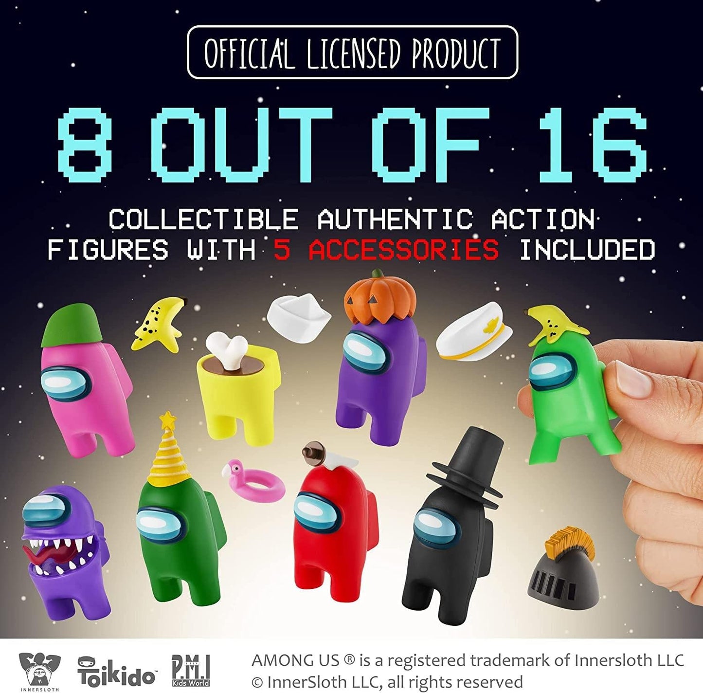 P.M.I. Among Us Crewmate Figures – Deluxe 8‑Piece Box with Hidden Impostors & Hats