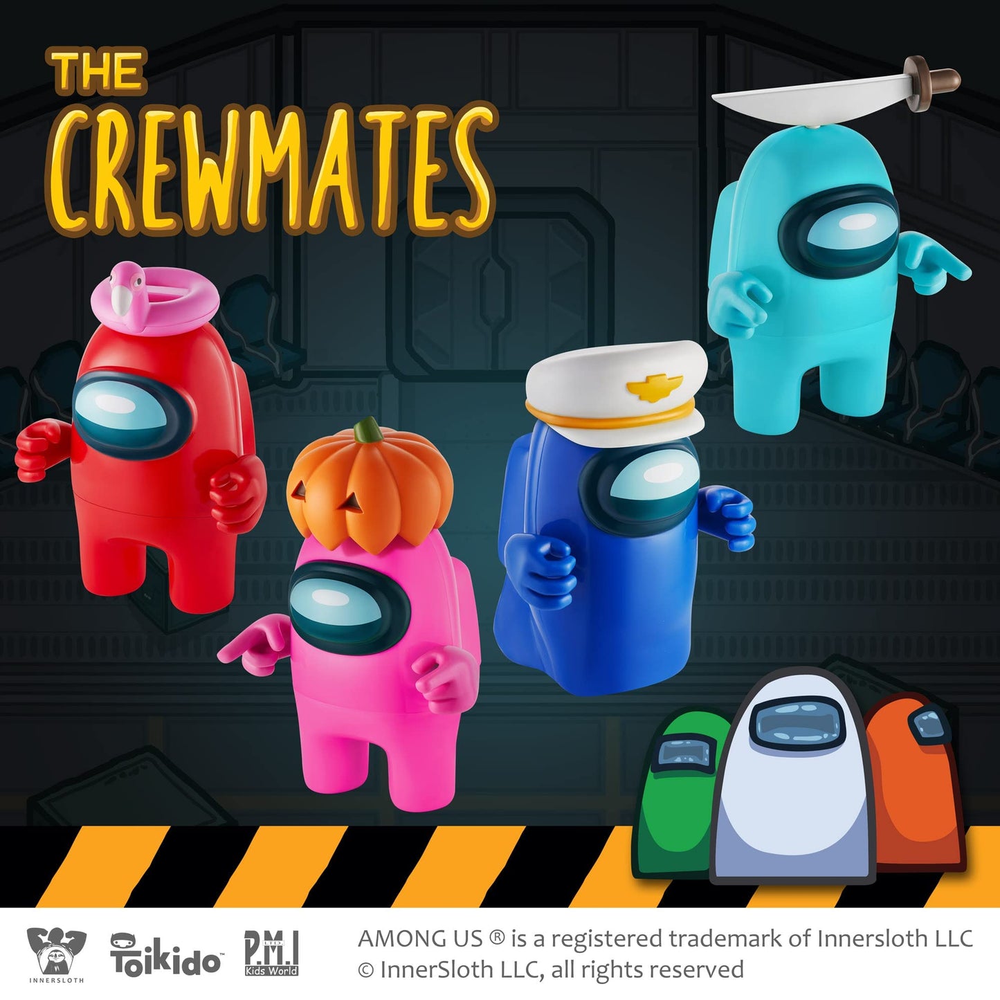 P.M.I. Among Us Action Figures – 4.5-Inch Collectibles with 8 Hats & Hands | Red, Pink, Cyan Crewmates & Blue Ghost